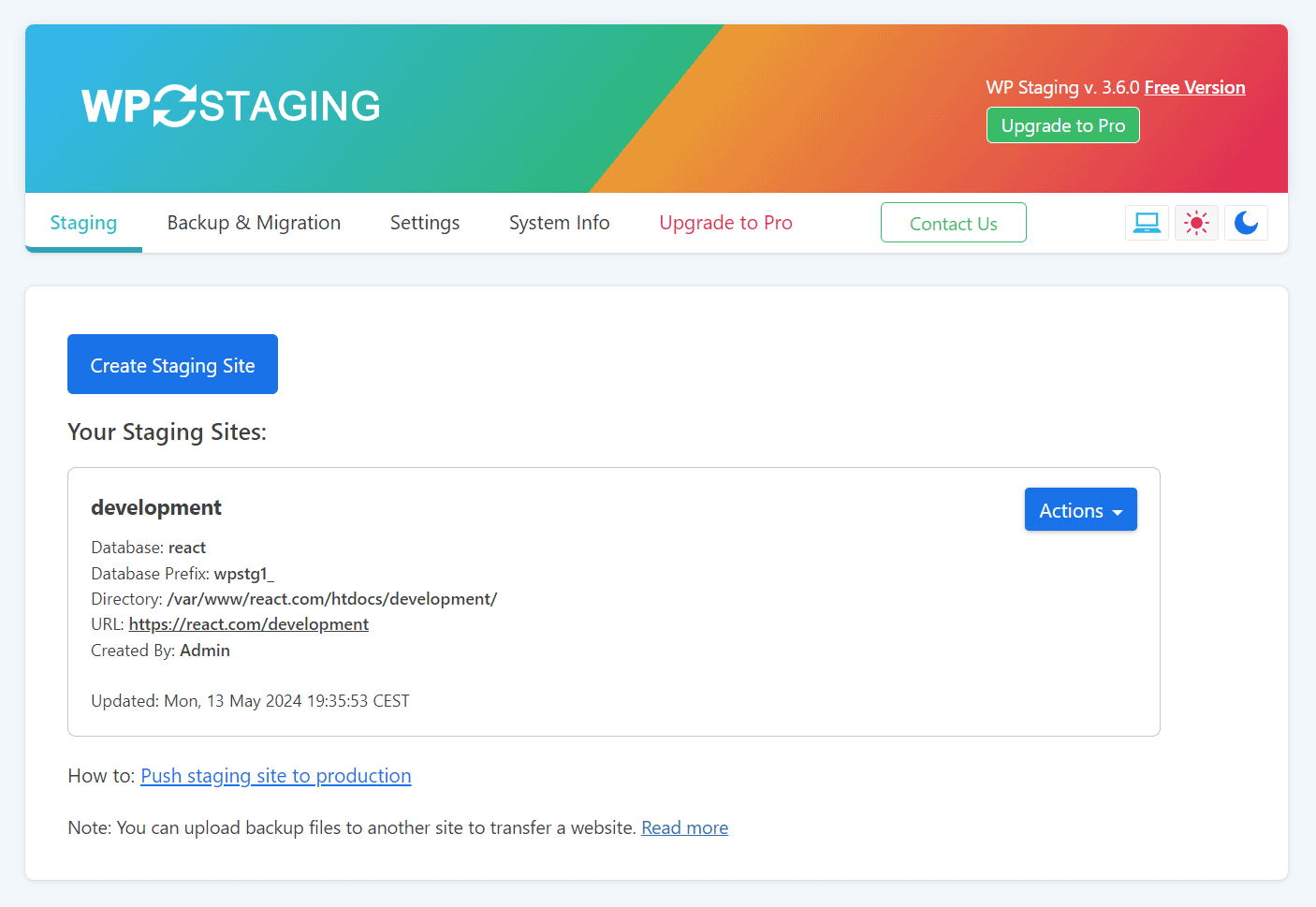 WP STAGING WordPress Backup Plugin – Migration Backup Restore