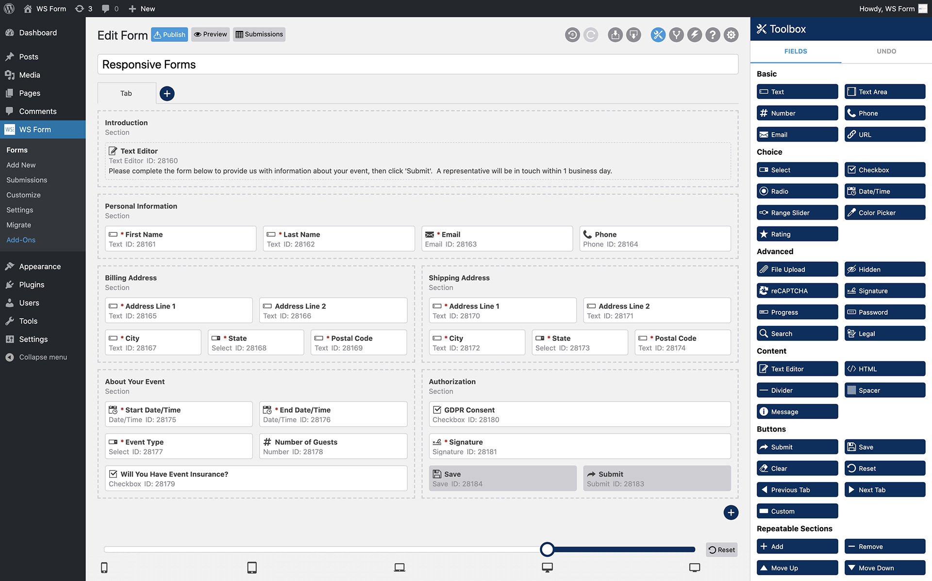 WS Form LITE &#8211; Drag &amp; Drop Contact Form Builder for WordPress