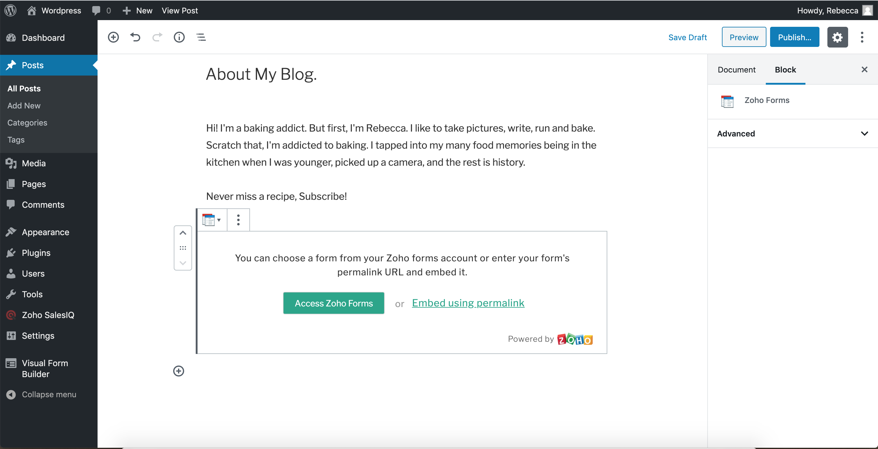 Form plugin for WordPress – Zoho Forms