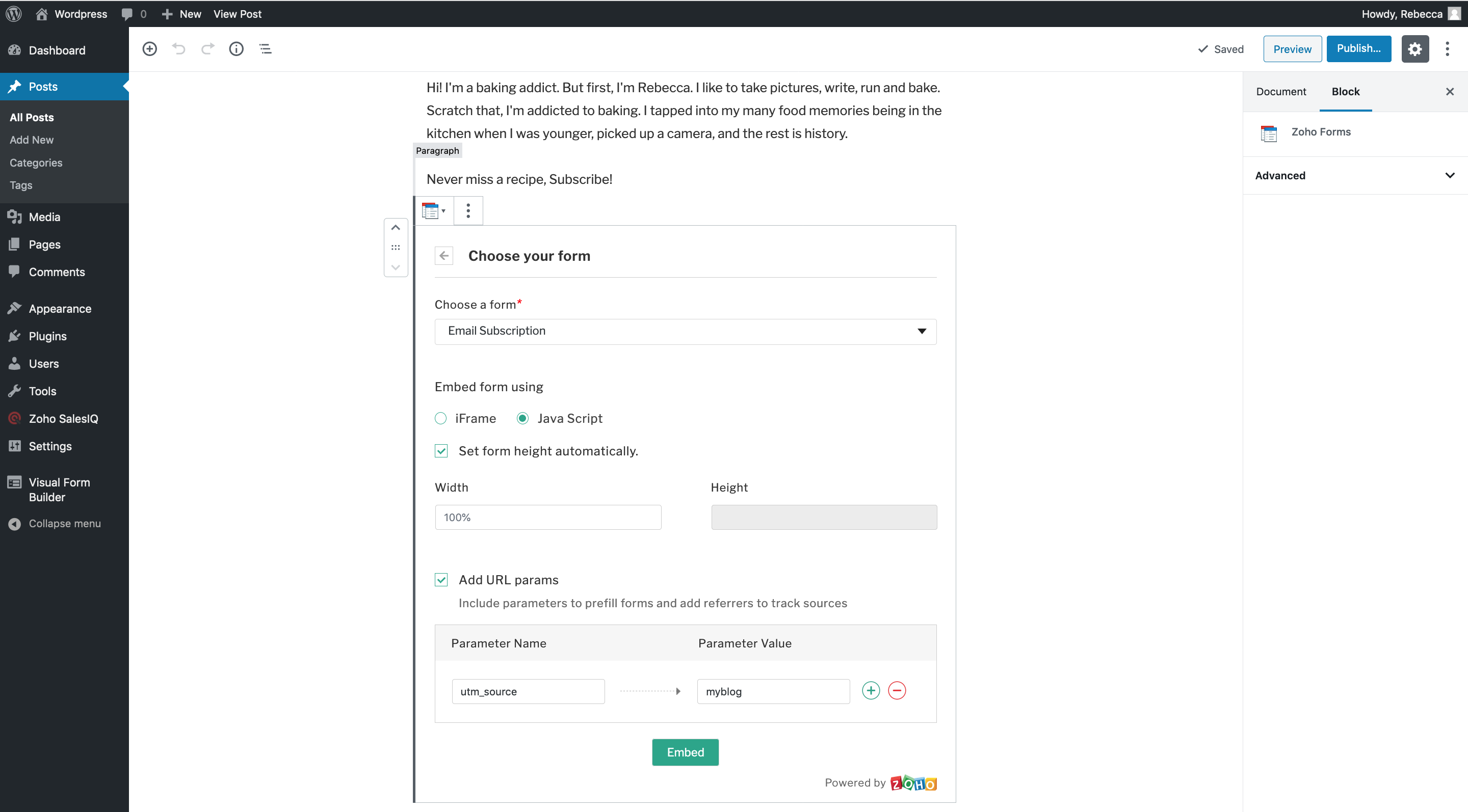Form plugin for WordPress – Zoho Forms