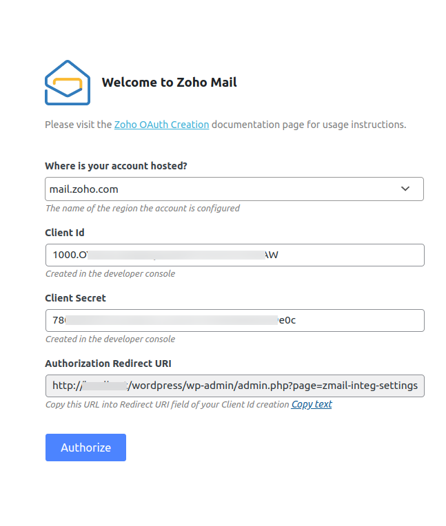 Zoho Mail for WordPress