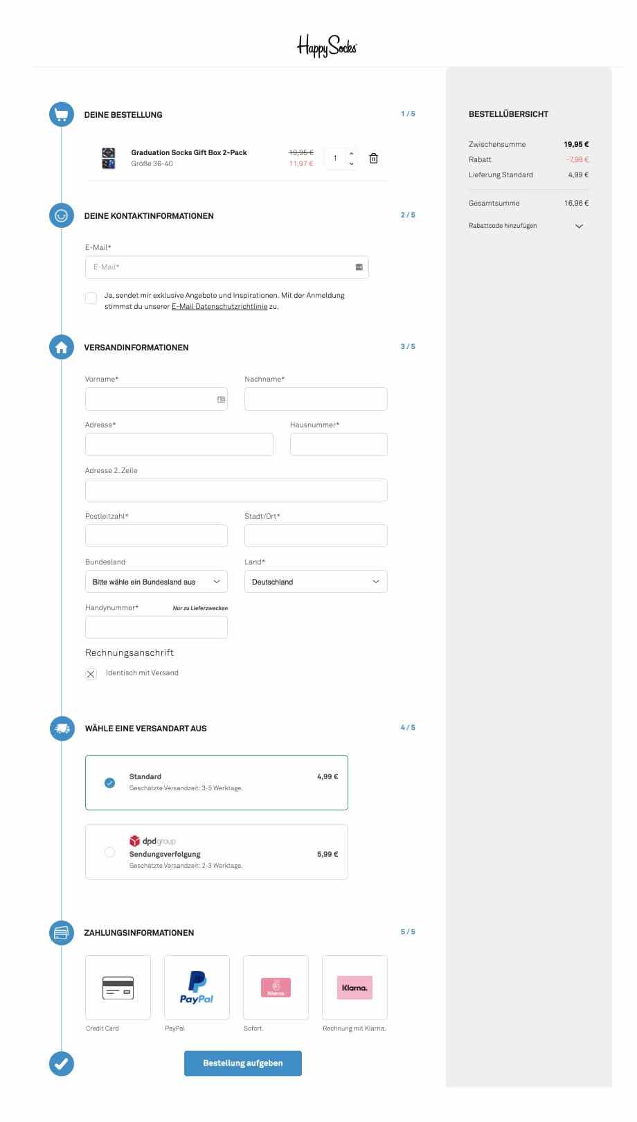 CLEAN UND SIMPLE: Der Onepage-Checkout von happysocks.com