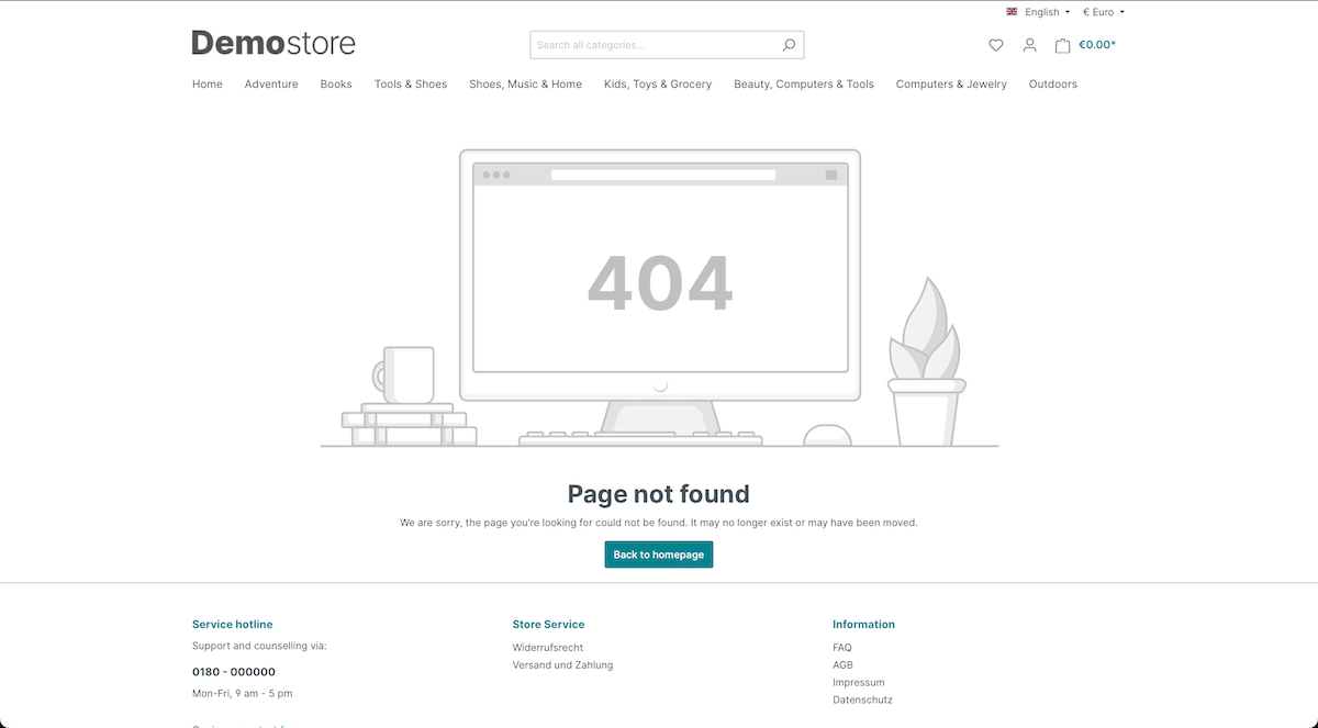 Default Shopware 404 page