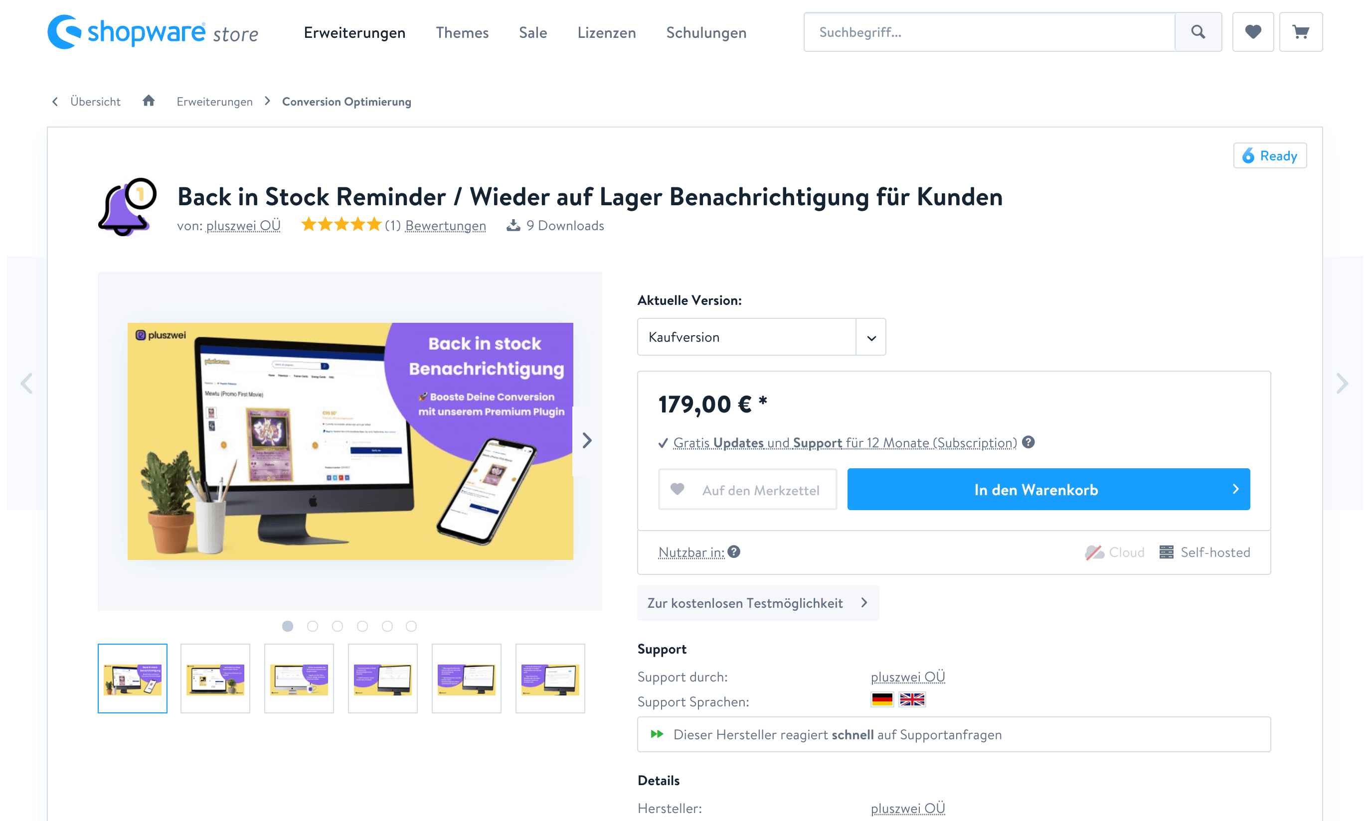 Kauf im Shopware Community Store durchführen: Folge den Steps innerhalb des Shopware Community Stores und lade Dir die Zip-Datei herunter oder folgende den ﻿Anweisungen zum Kauf des Plugins innerhalb des Admin-Bereiches von Shopware.