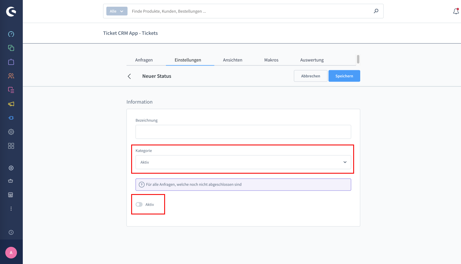 Setup Ticket Status