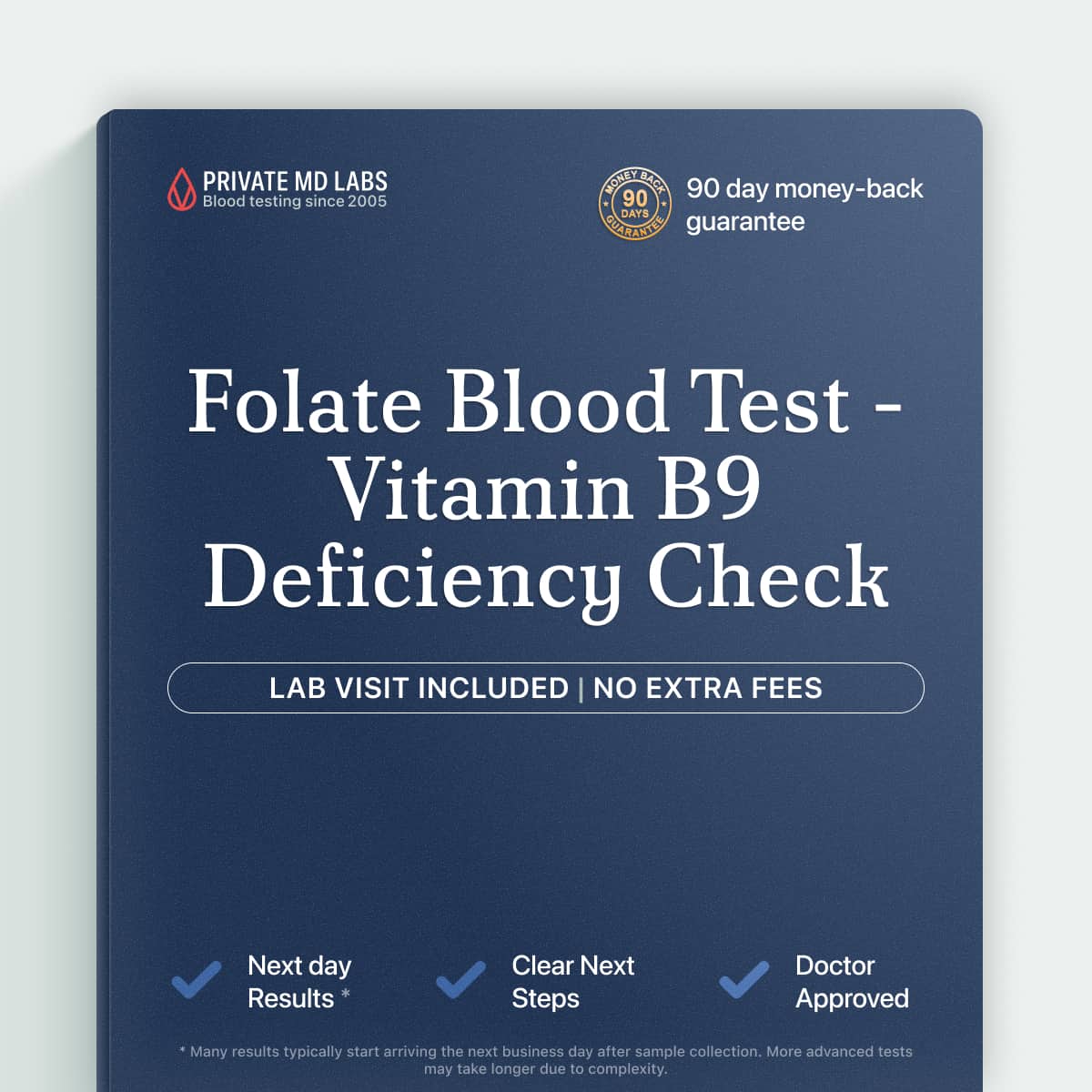 Folate blood test for checking nutrient levels and energy support
