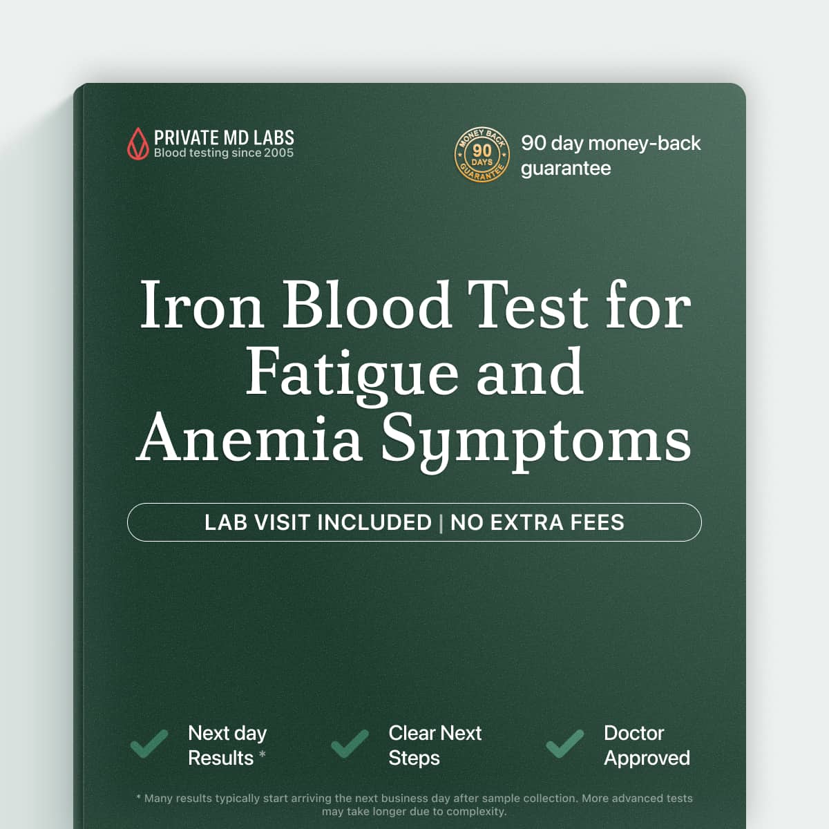 Iron test for checking fatigue, anemia, or iron overload symptoms