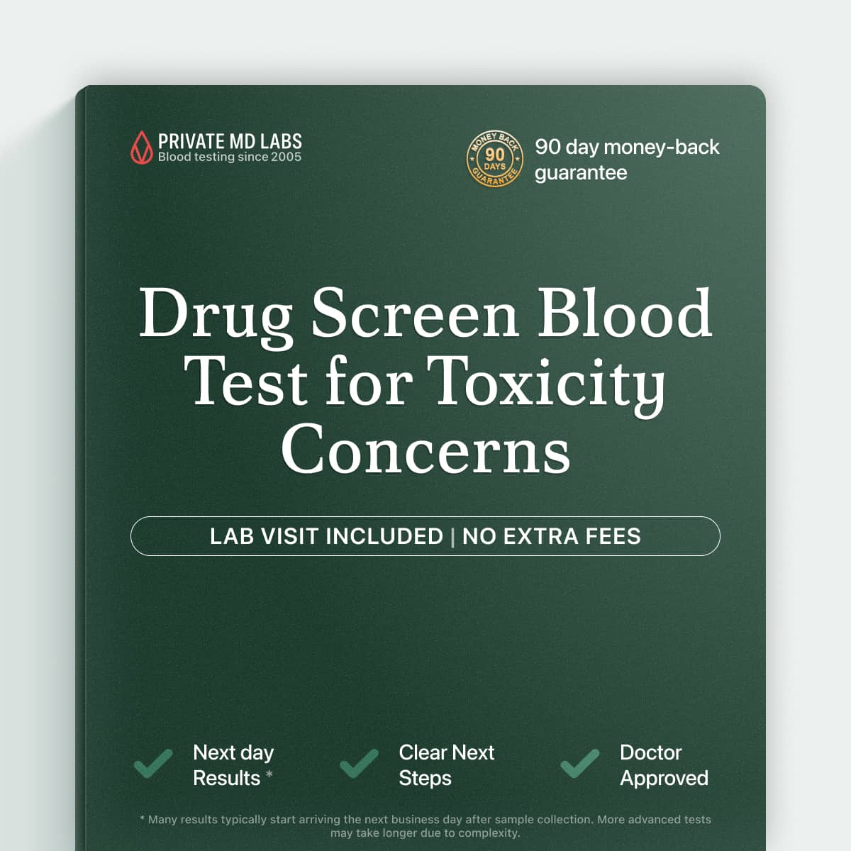 Serum drug screen test for acute toxicity and substance detection concerns