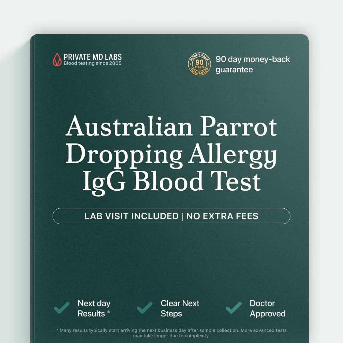 Allergy IgG test for people with reactions from Australian Parrot dropping exposure