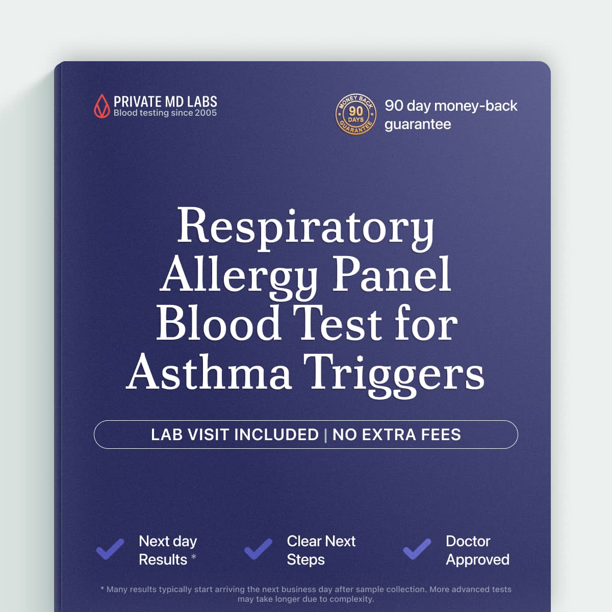 Respiratory allergy panel testing for asthma, hay fever, and pet dander triggers