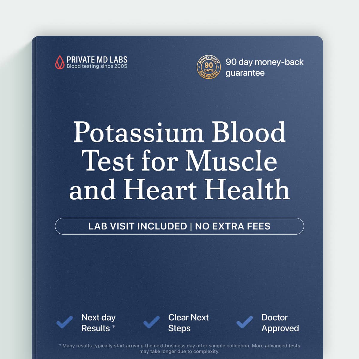 Potassium plasma test for checking electrolyte balance and muscle or heart function