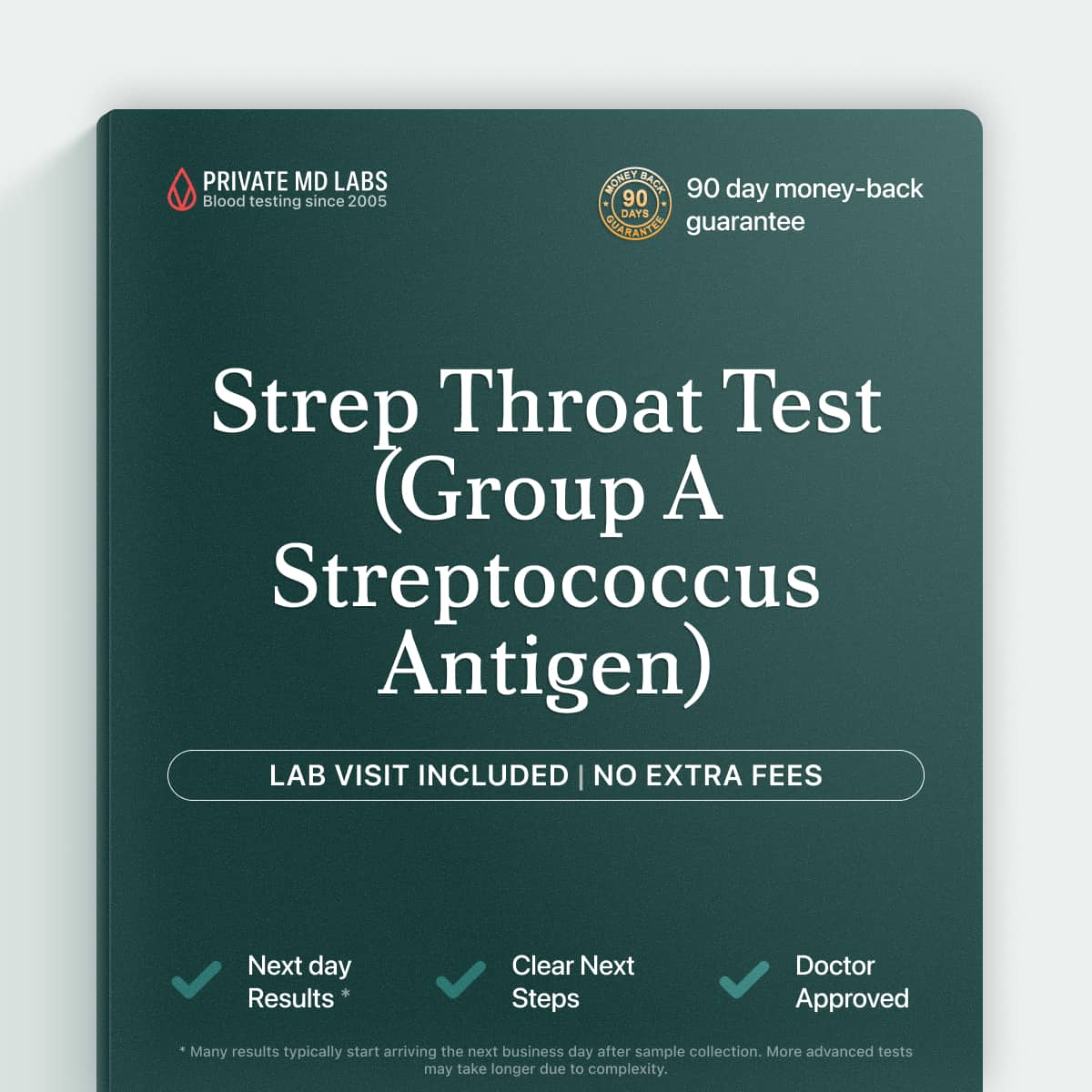 Strep throat antigen test for adults with sore throat, fever, or swollen glands