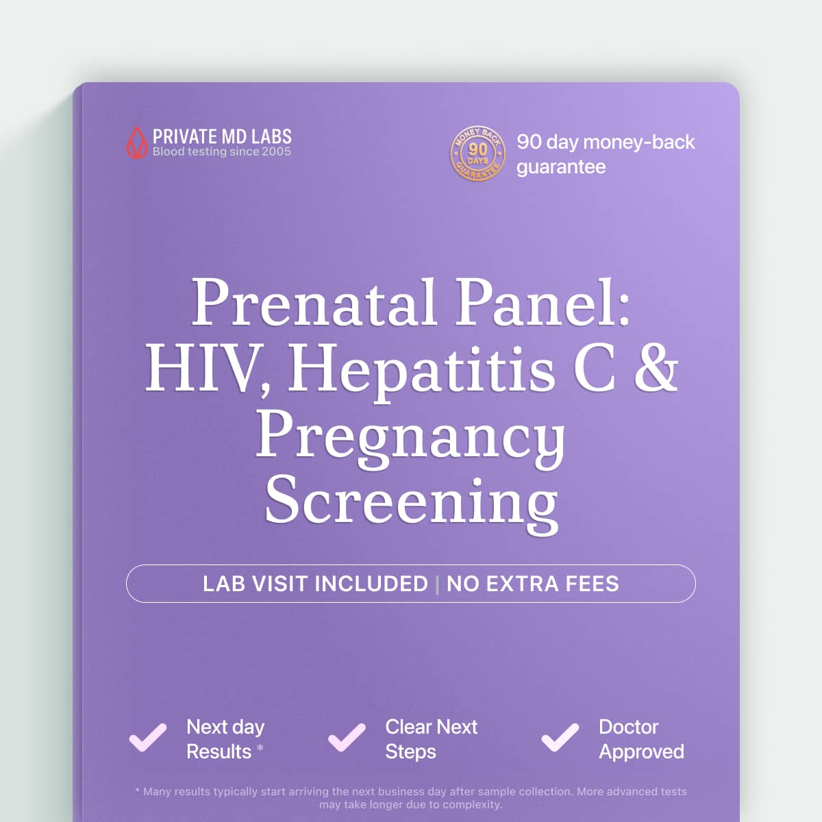 Prenatal panel for pregnant women checking HIV, hepatitis, and infection status
