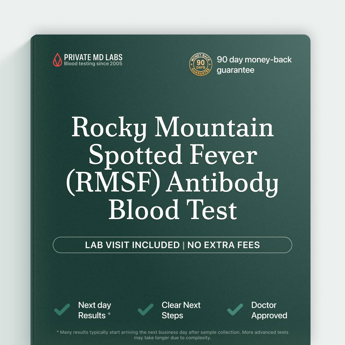 Rickettsia RMSF IgG antibody test for suspected tick-borne spotted fever infection