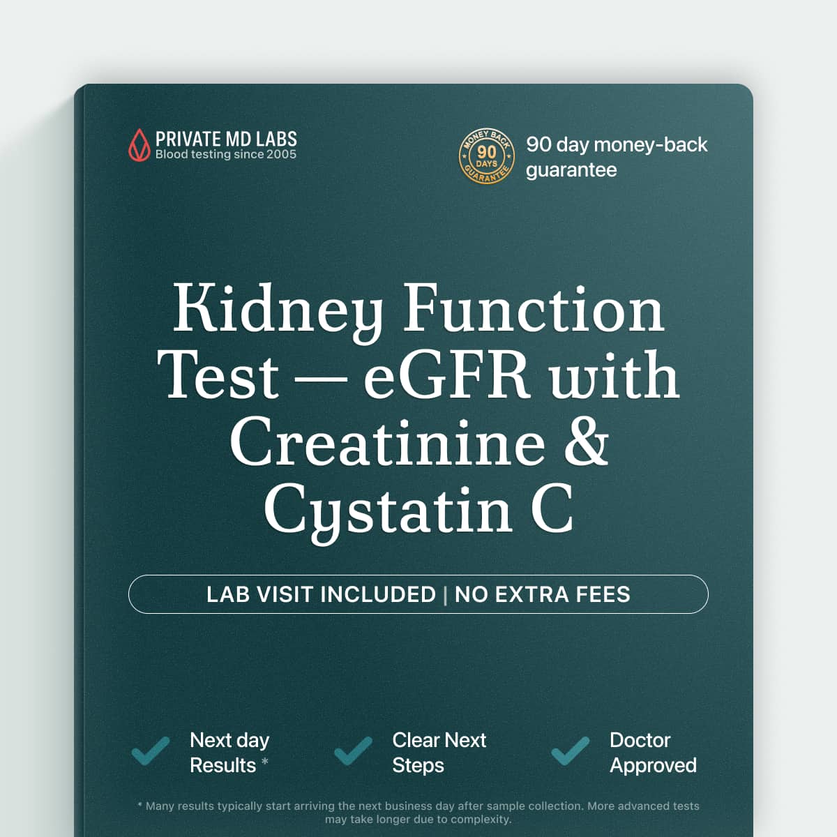 Kidney function eGFR test with Creatinine and Cystatin C for adults