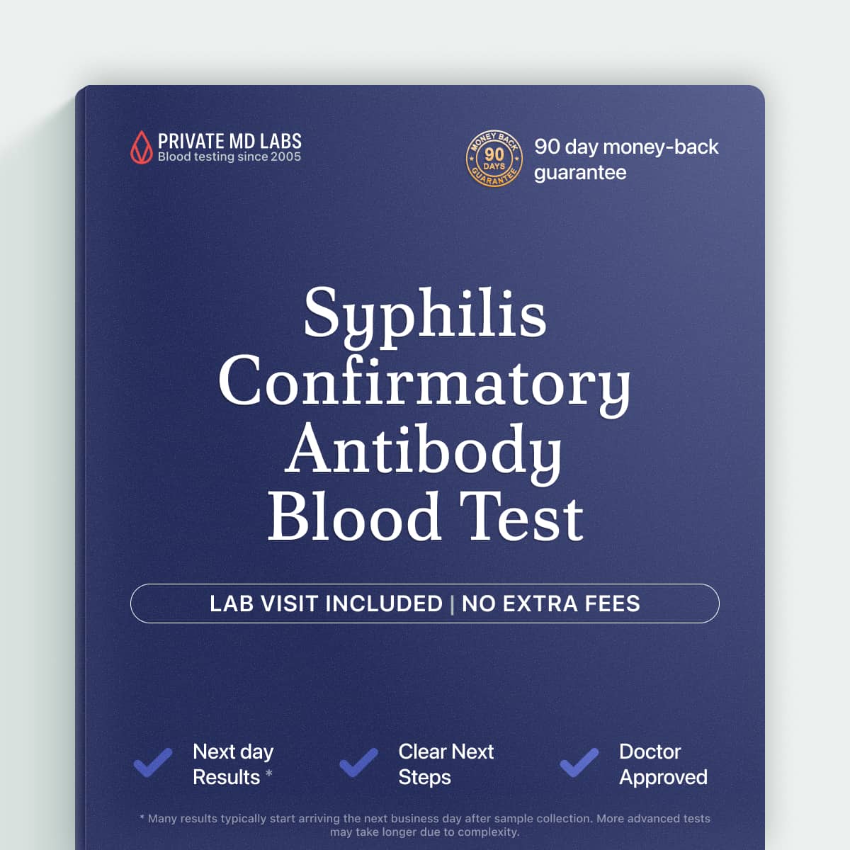 Syphilis antibody test confirming treponemal infection after a positive screening result