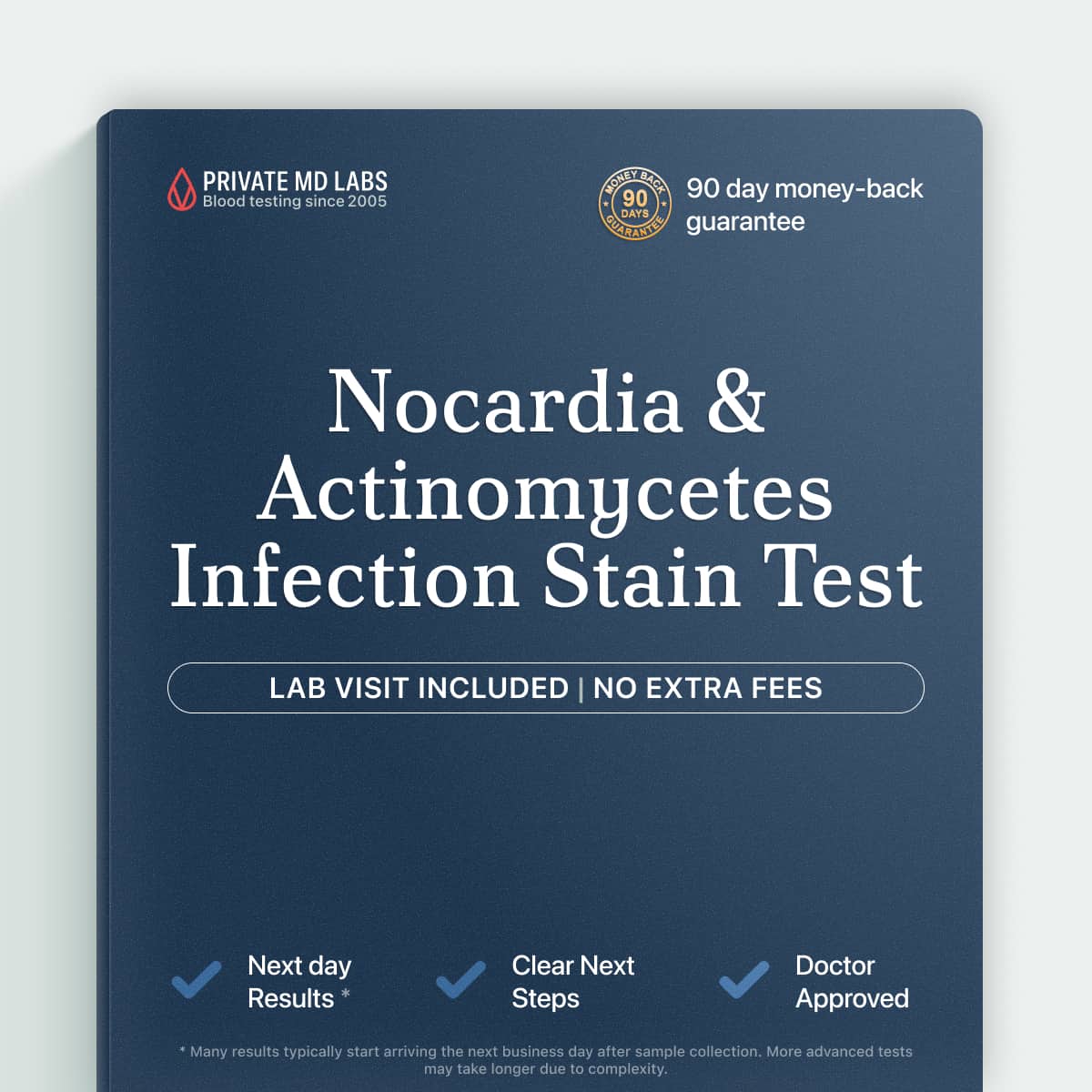 Modified acid fast stain test for diagnosing Nocardia and Actinomycetes infections
