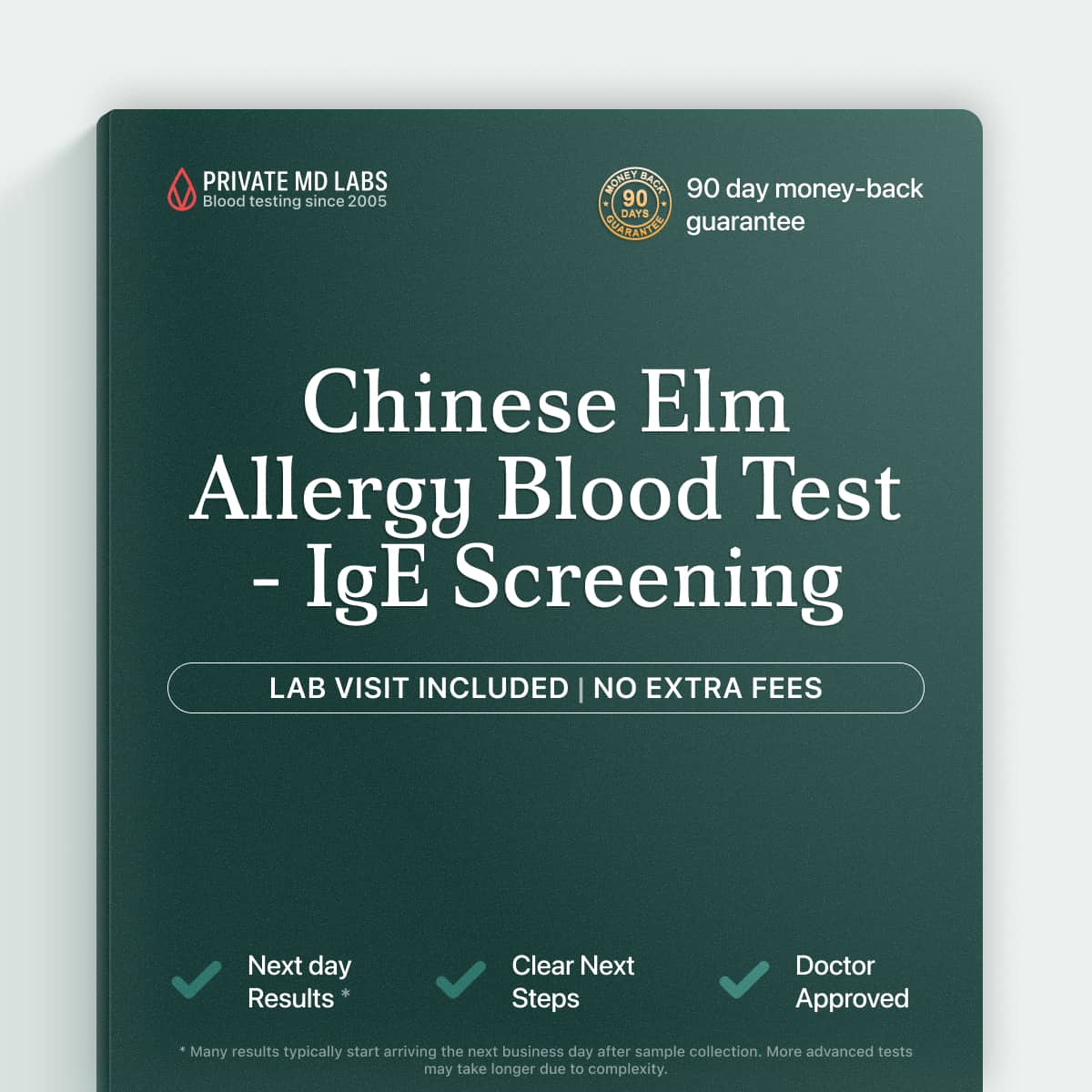 Allergy blood test for Chinese Elm pollen sensitivity and seasonal allergy symptoms