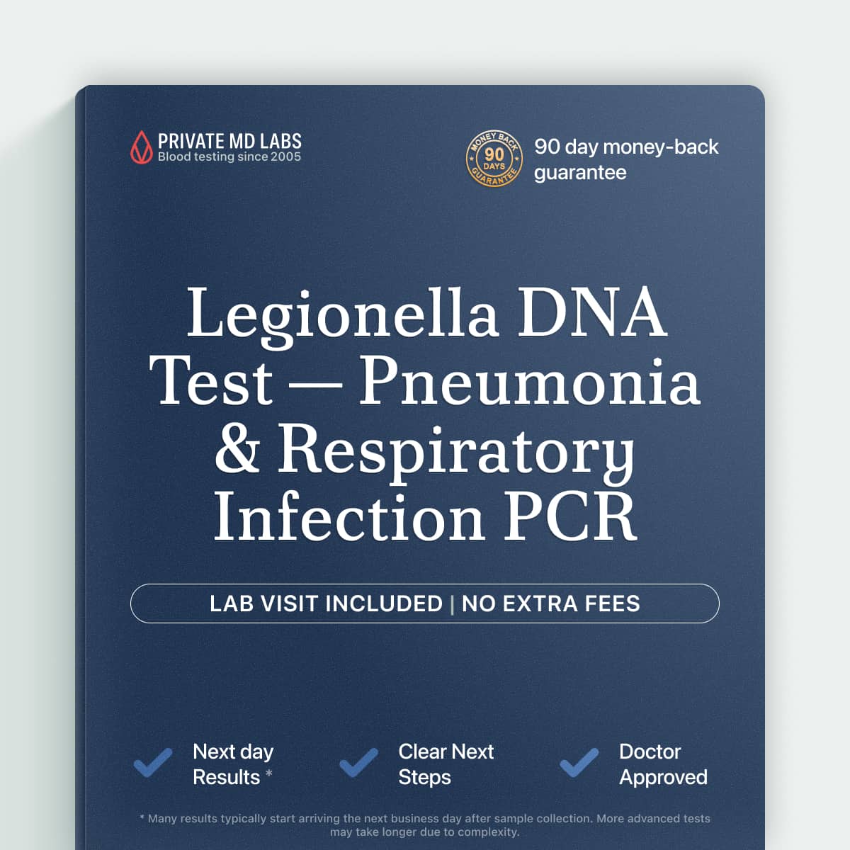 Legionella DNA PCR test for diagnosing respiratory infection and pneumonia symptoms