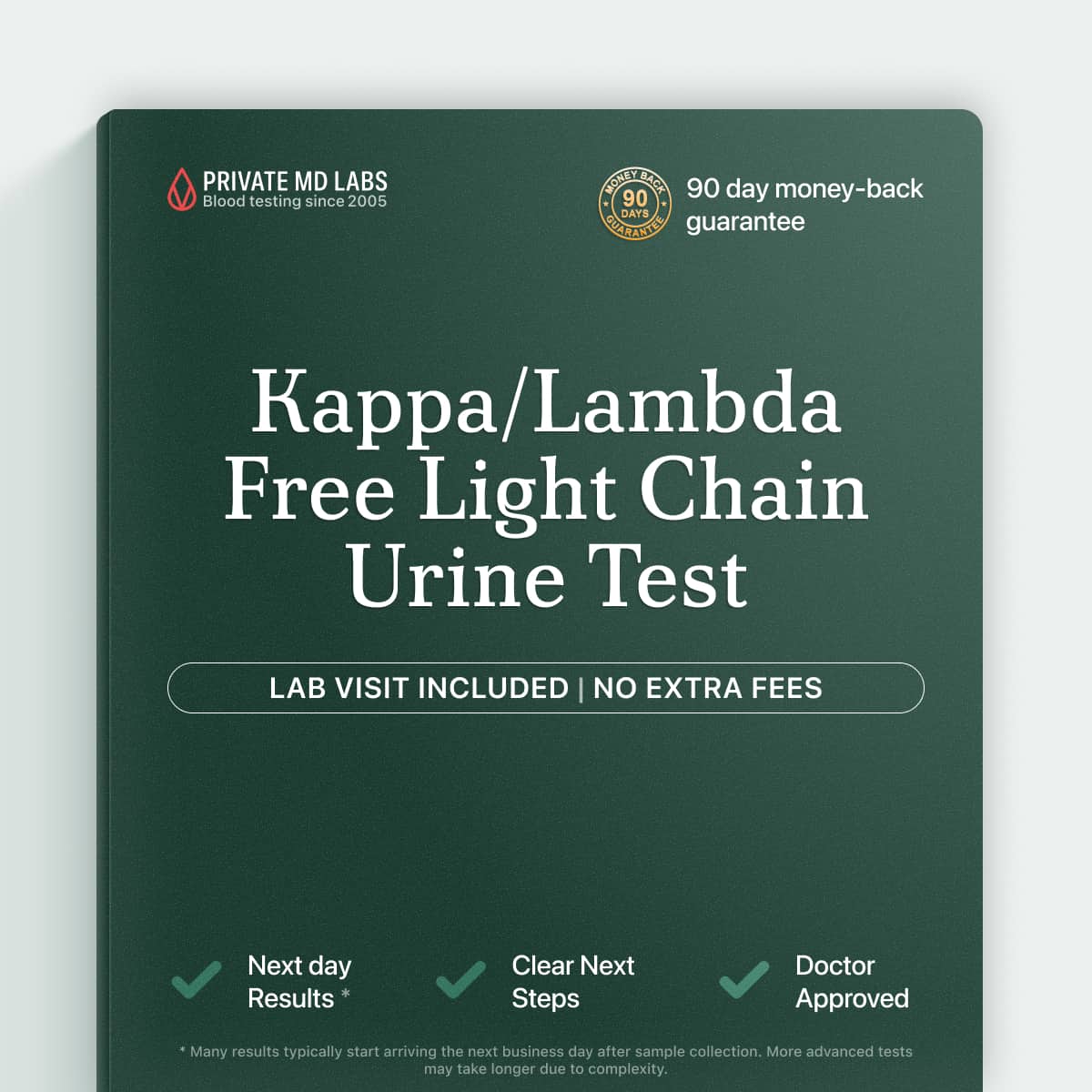 Urine test for kappa/lambda free light chains, used in myeloma screening and monitoring