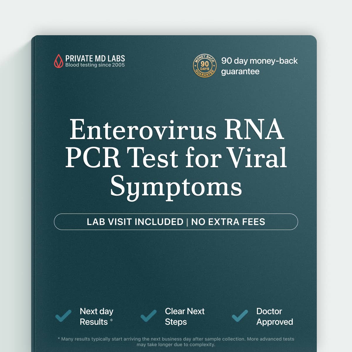 Enterovirus RNA PCR test for individuals with unexplained viral illness symptoms