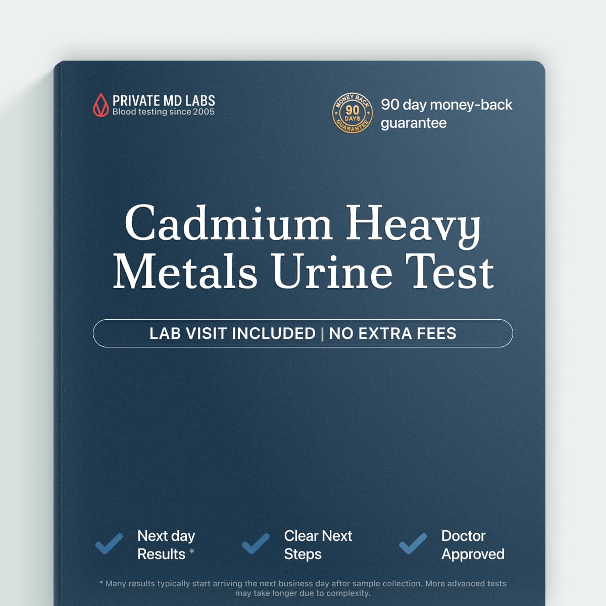 Urine heavy metals test checking cadmium exposure for general health and toxin screening