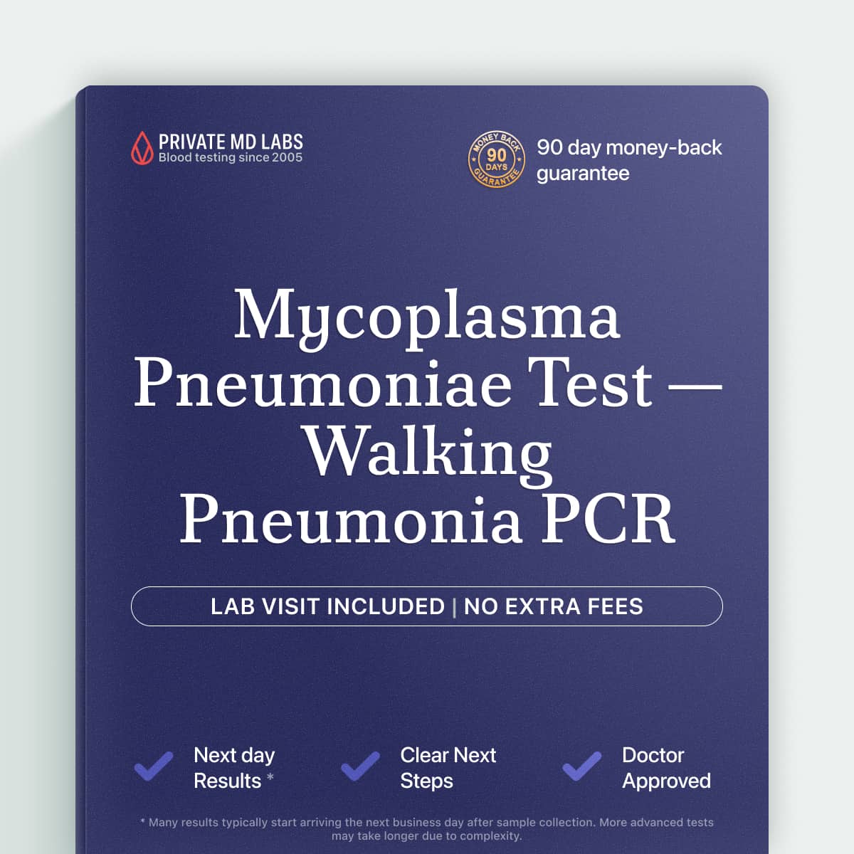 PCR test for Mycoplasma pneumoniae, the cause of walking pneumonia respiratory infections