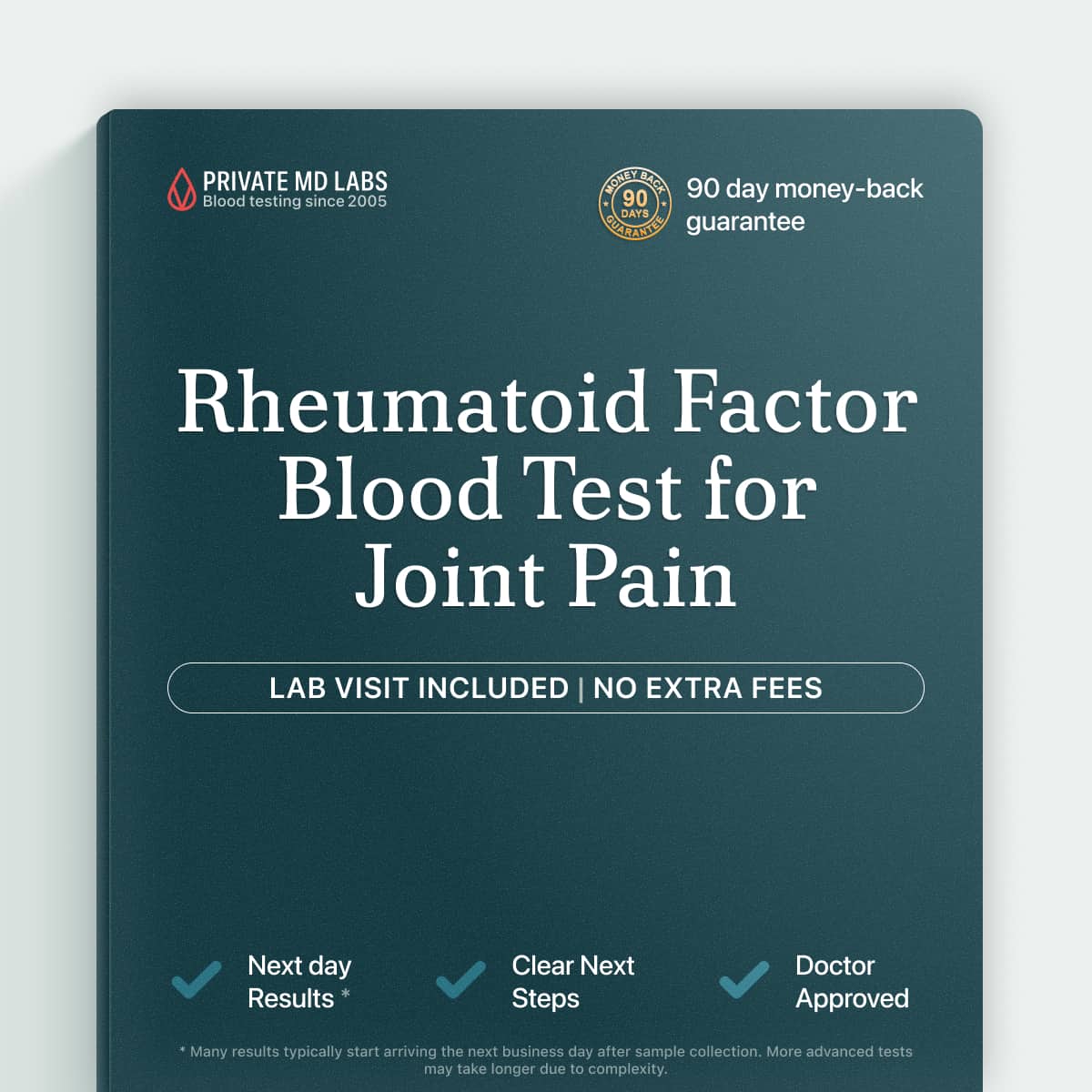 Rheumatoid factor test for adults with joint pain, stiffness, or swelling symptoms
