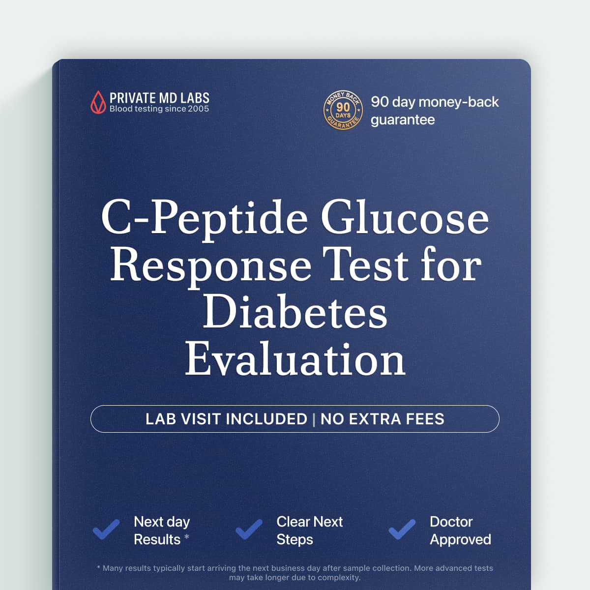 C-Peptide glucose response test for diabetes type and blood sugar evaluation