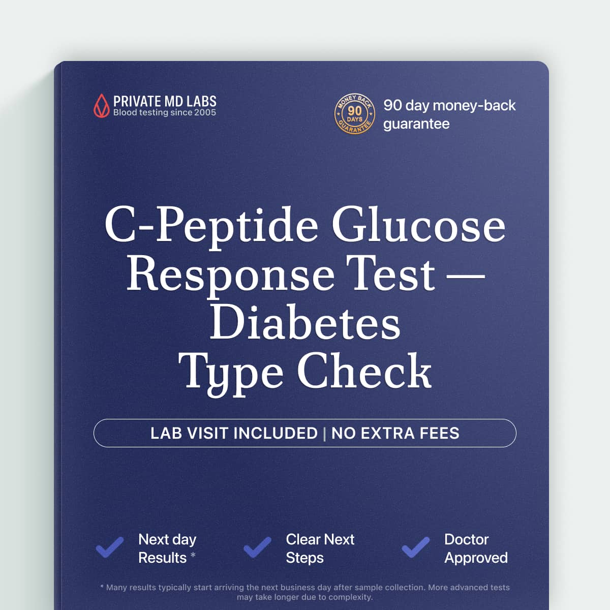 C-Peptide glucose response test for diabetes type diagnosis and blood sugar monitoring