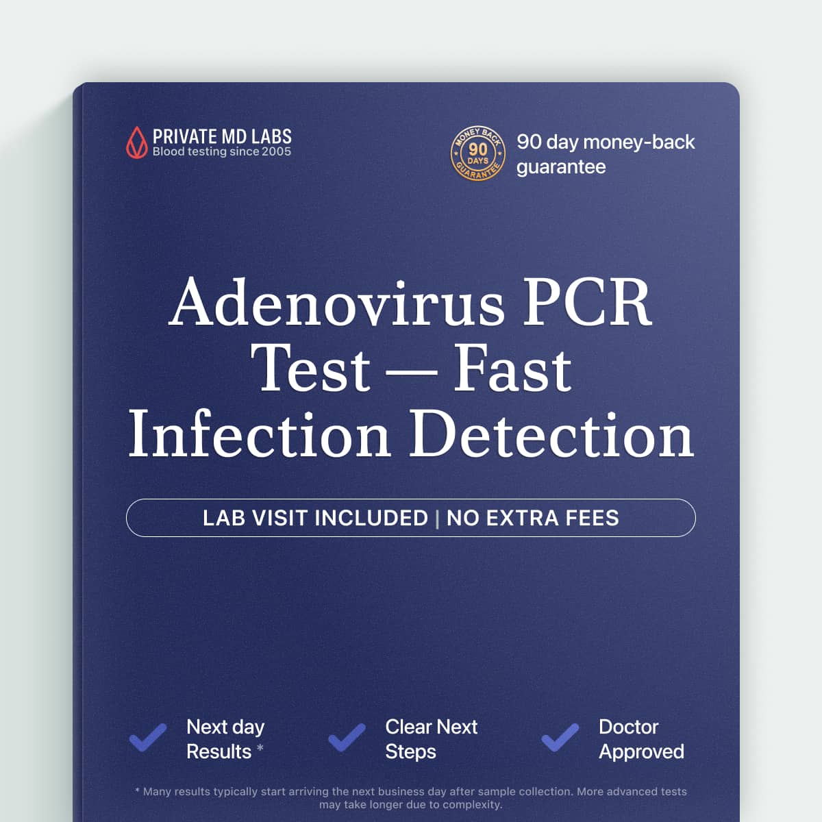 Adenovirus PCR test for detecting acute viral infection symptoms in adults