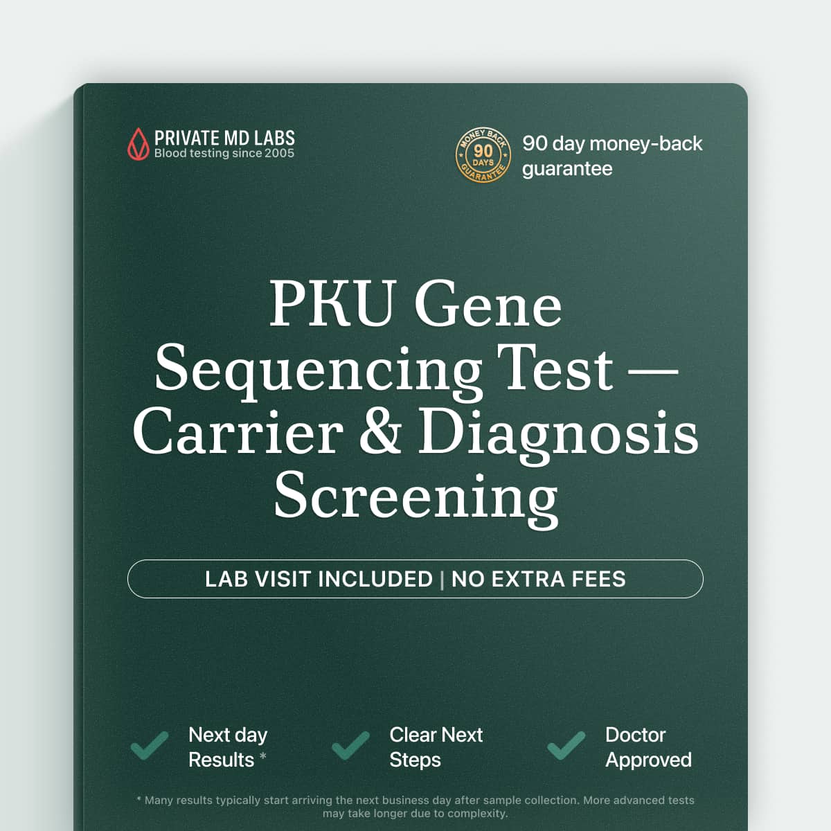 Genetic test for PKU carrier status, family history, and prenatal screening