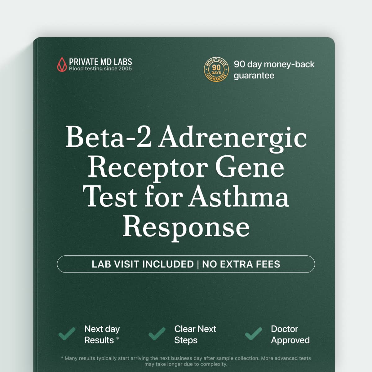 Genetic test for asthma patients checking ADRB2 gene mutations affecting inhaler response
