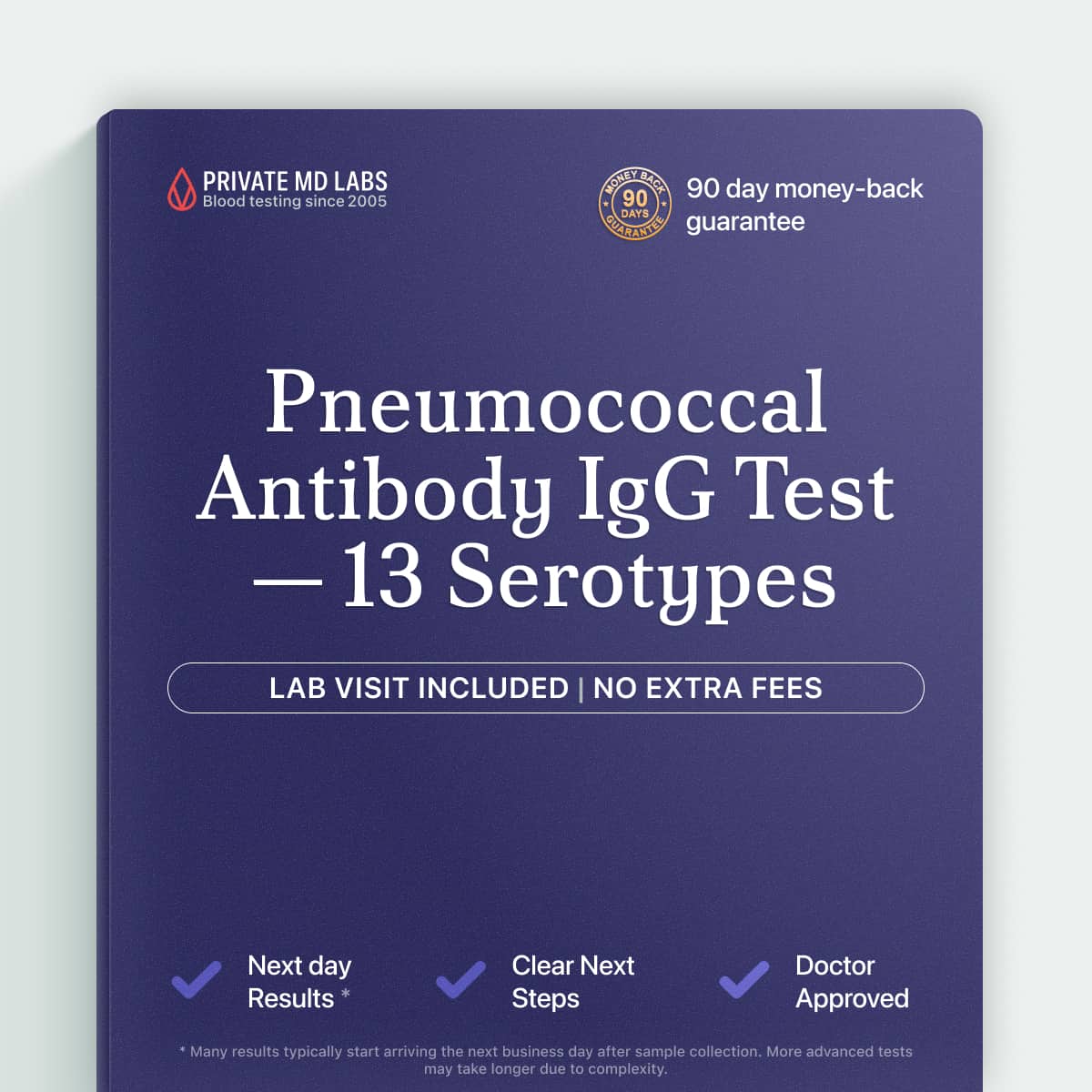 Pneumococcal antibody IgG test checking immune response to vaccination
