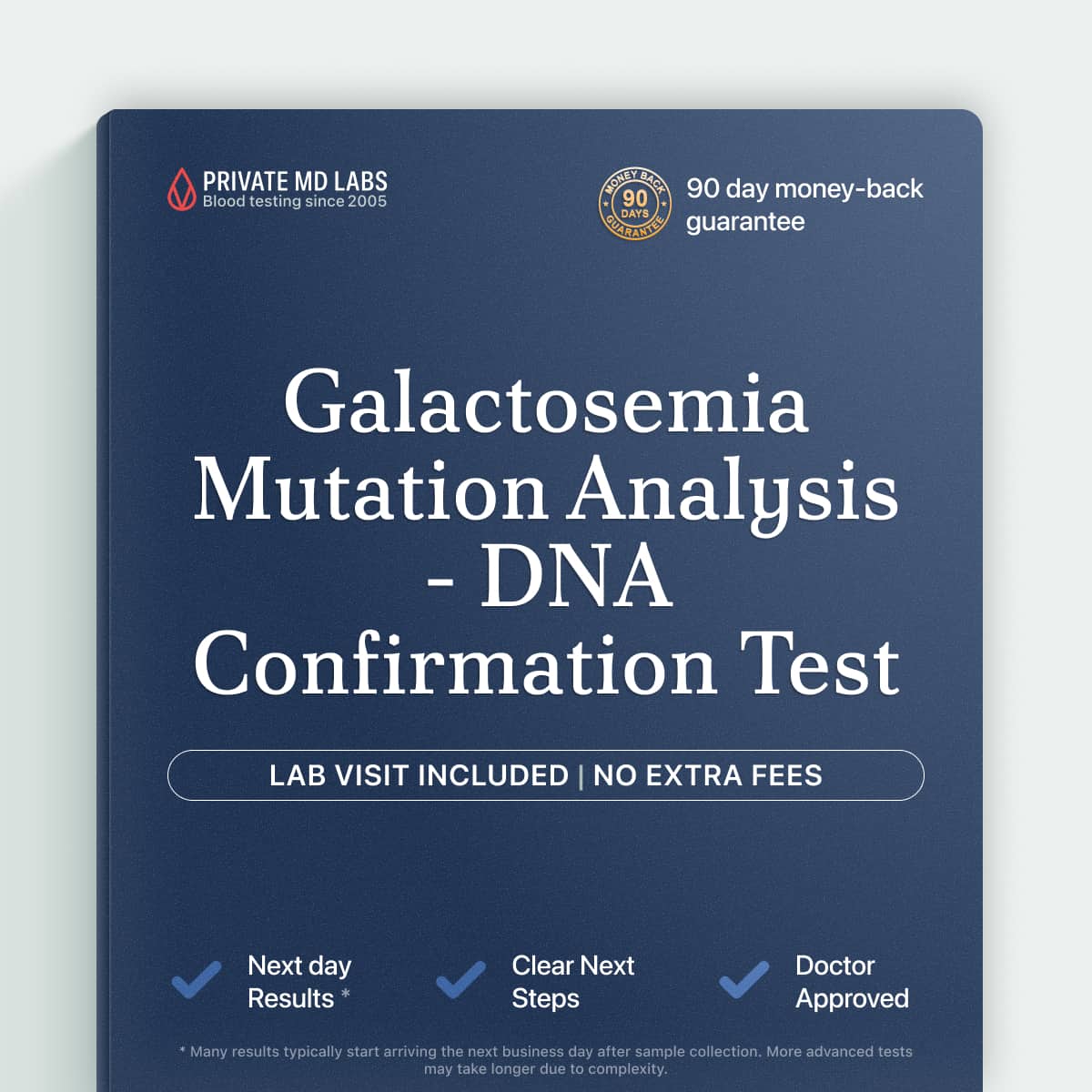 Genetic mutation test for families confirming galactosemia after newborn screening results