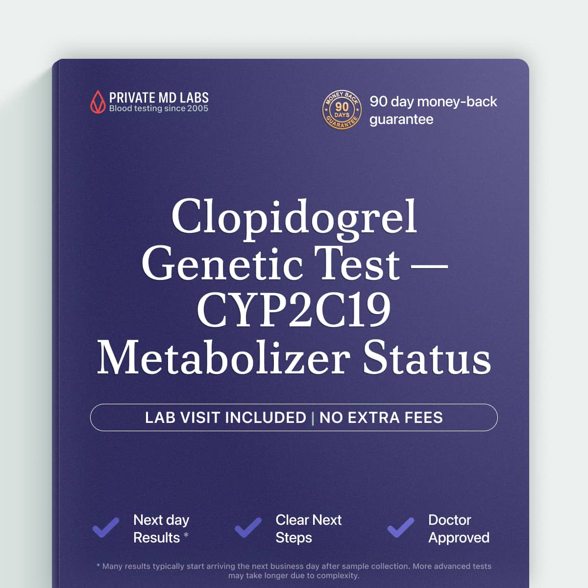 Genetic test for heart patients checking clopidogrel drug metabolism via CYP2C19