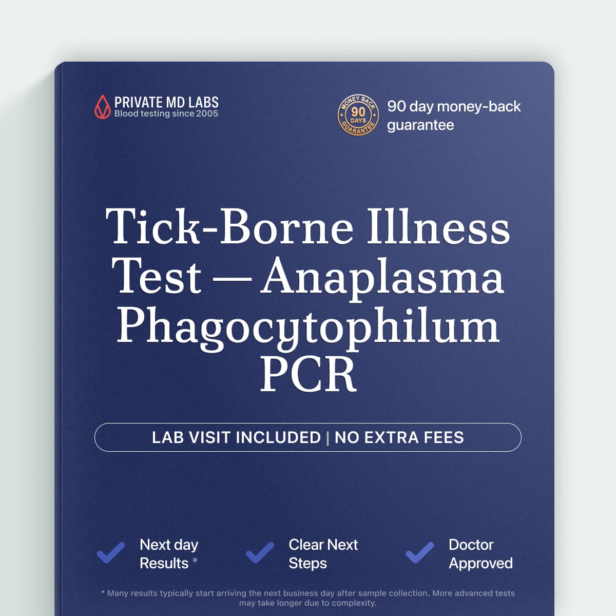 PCR test detecting Anaplasma phagocytophilum DNA for tick-borne illness symptoms