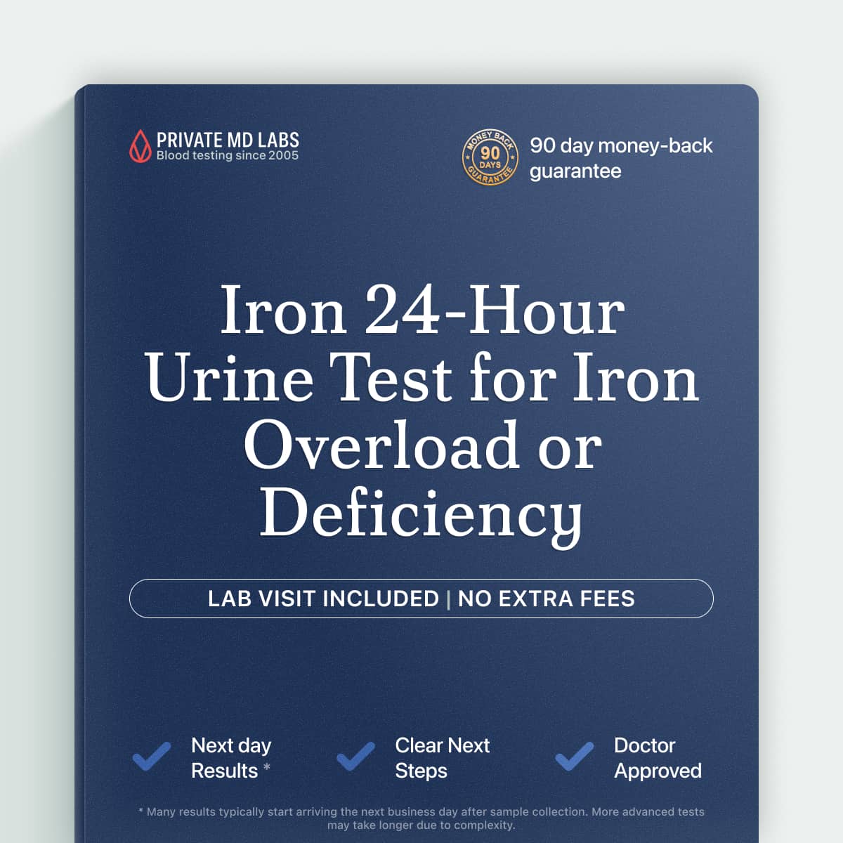 24-hour urine iron test for evaluating iron overload or nutrient deficiency concerns
