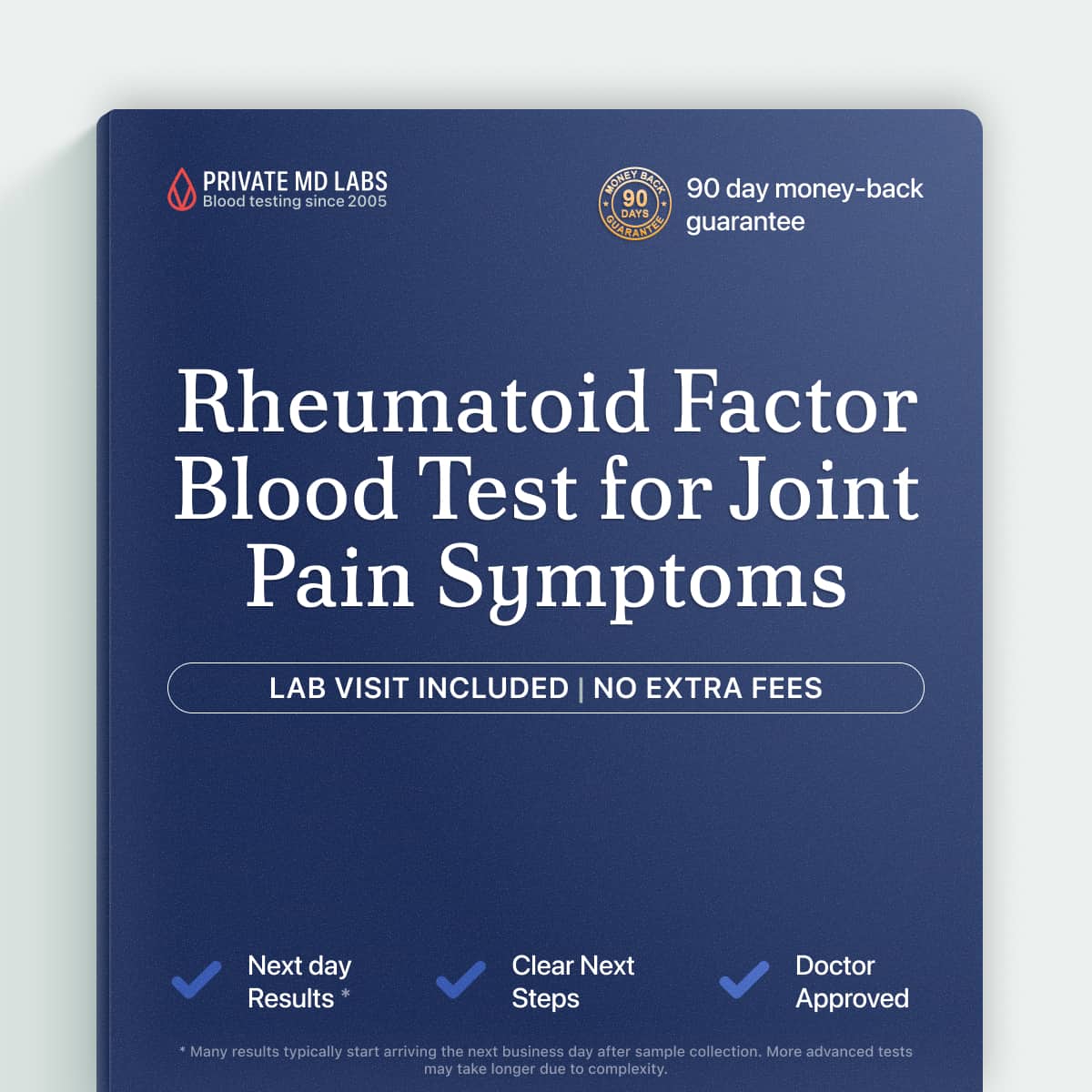 Rheumatoid factor test for adults with joint pain, stiffness, or swelling symptoms