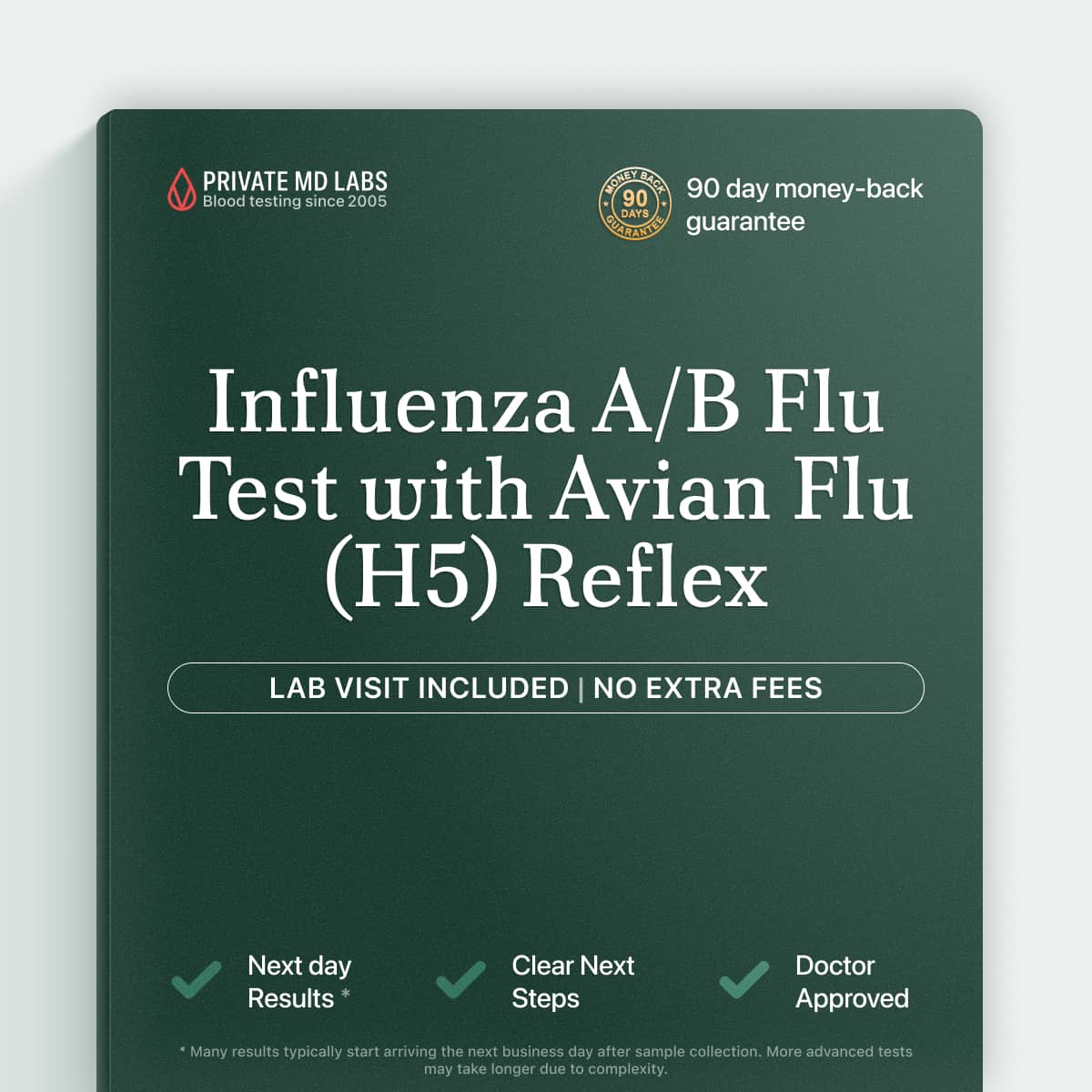 Influenza A/B RT-PCR test with H5 avian flu reflex for respiratory symptoms
