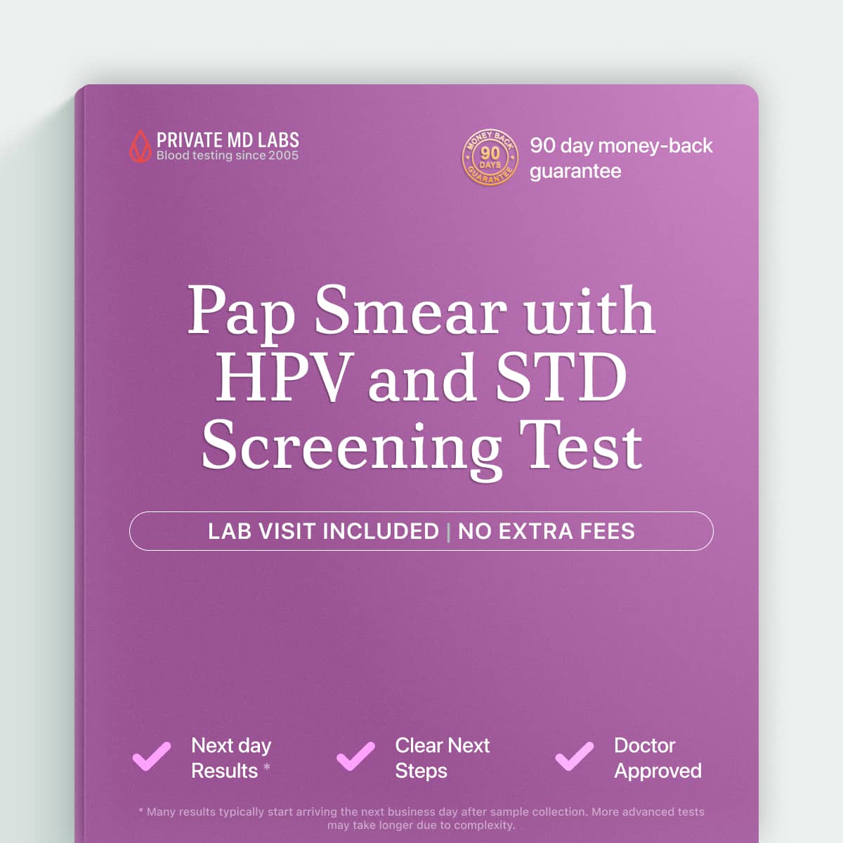 Pap smear with HPV, chlamydia, gonorrhea and trichomoniasis screening for women