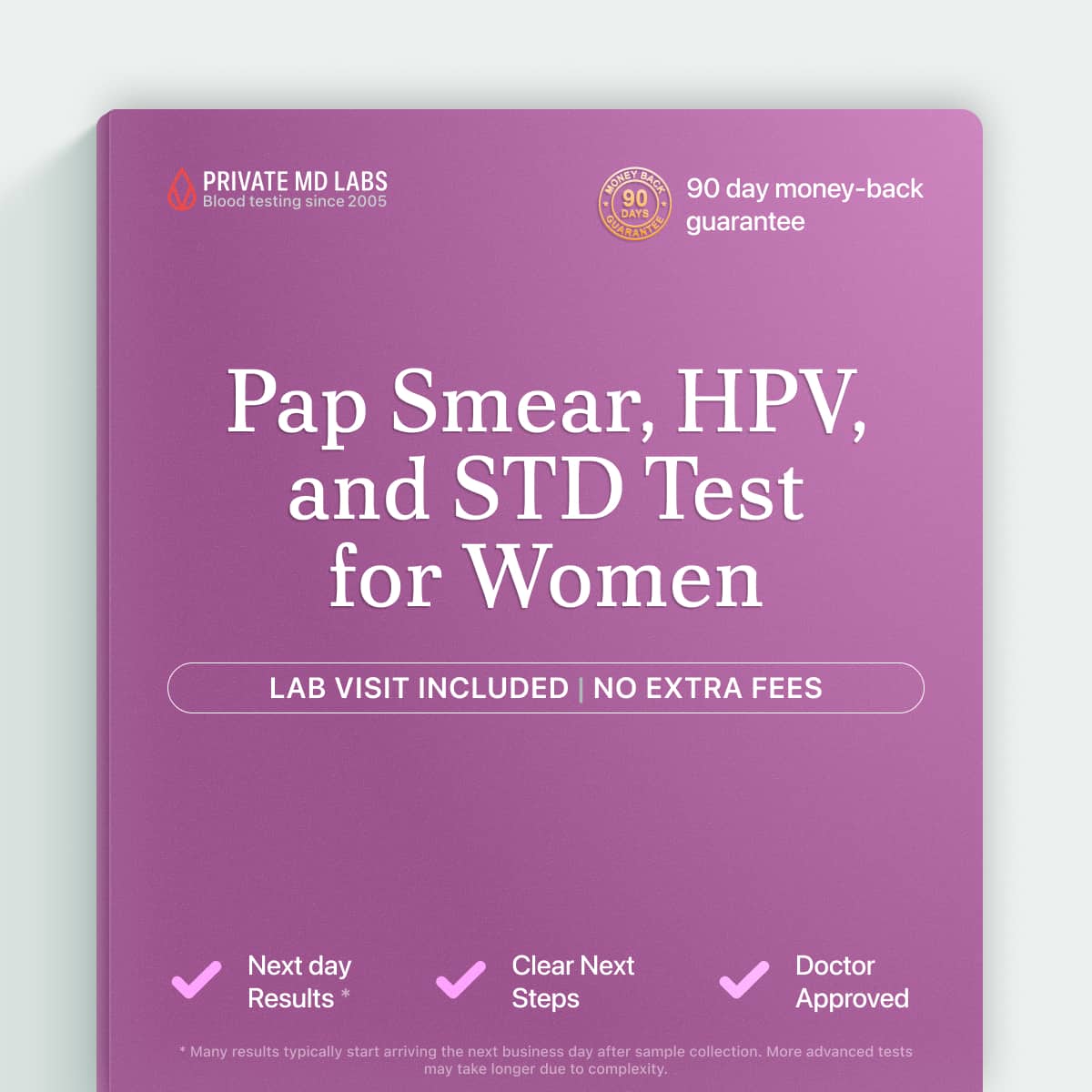 Pap and HPV with chlamydia, gonorrhea, trich test for women's cervical health