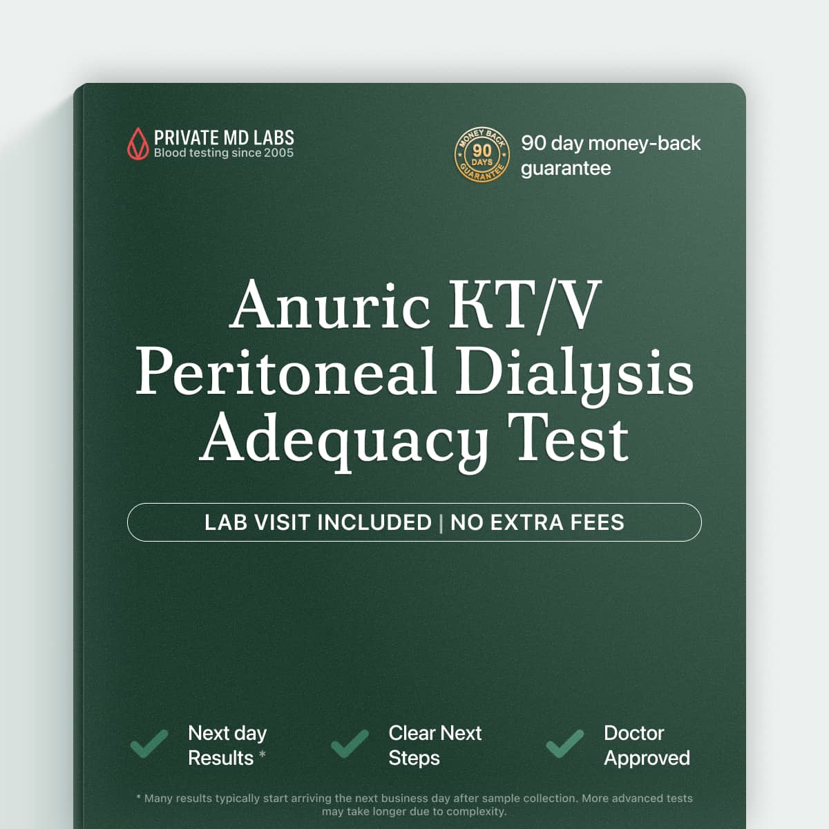 Anuric KT/V PD adequacy test for peritoneal dialysis patients monitoring treatment effectiveness
