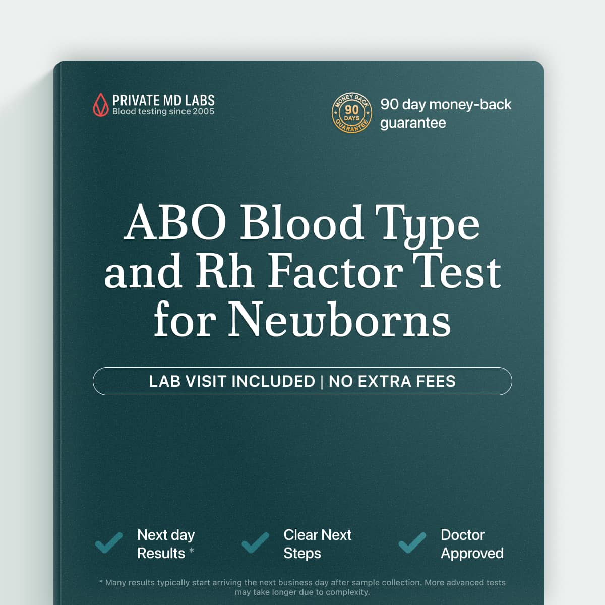 Cord blood ABO and Rh typing test for newborns after delivery