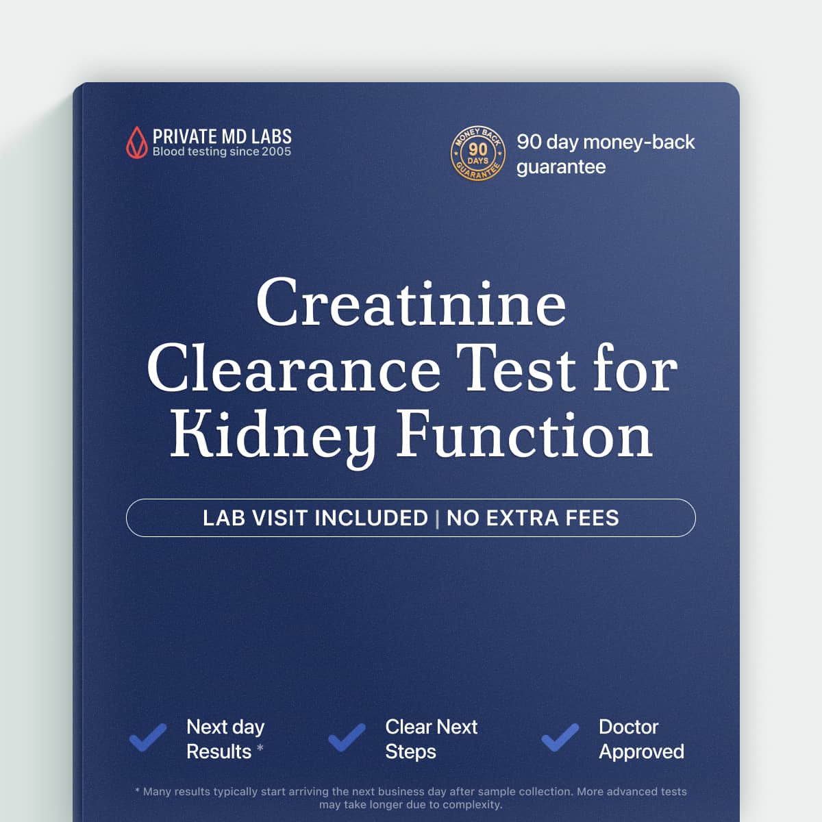 Creatinine clearance test for evaluating kidney filtration and waste removal function