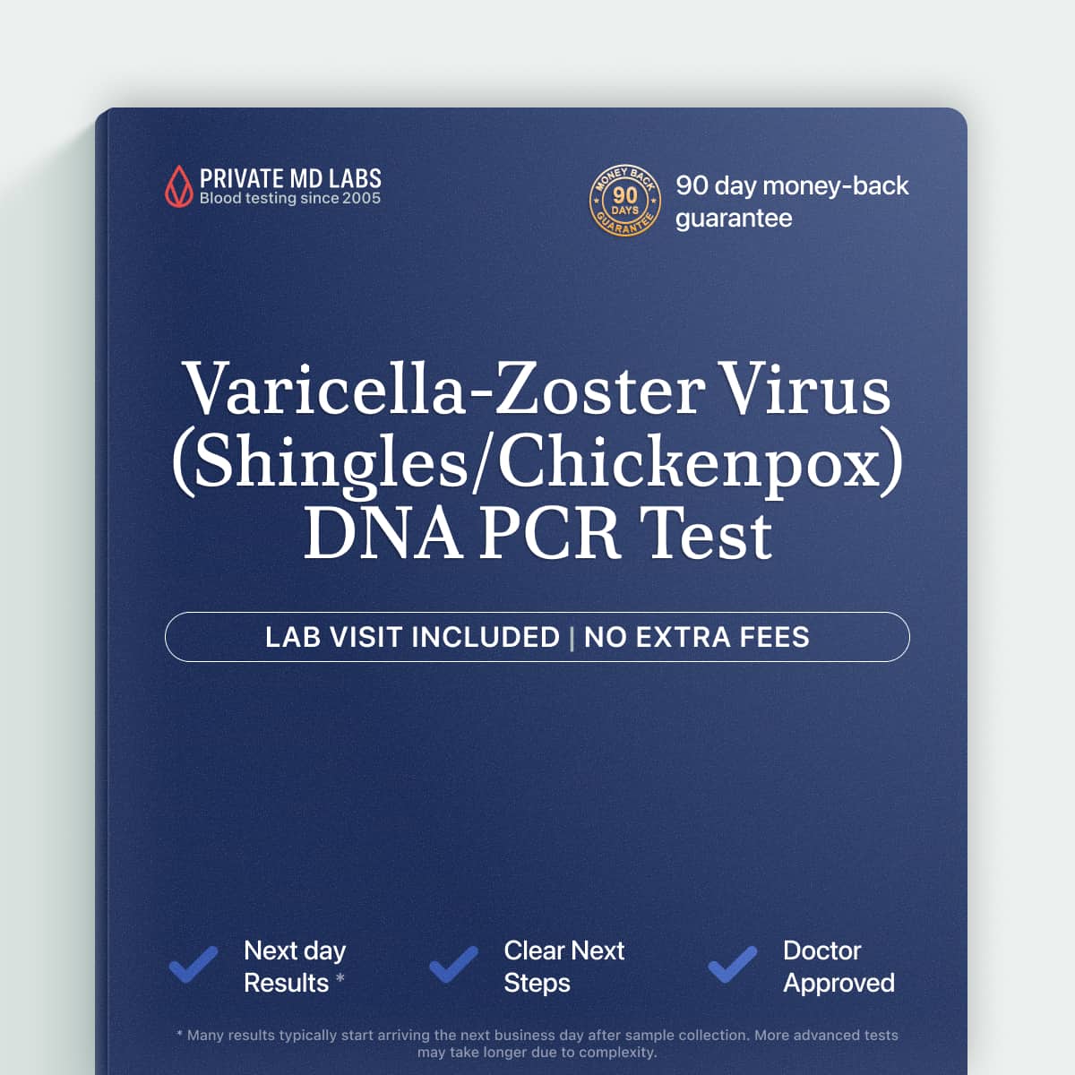 VZV DNA PCR test for diagnosing chickenpox or shingles complications