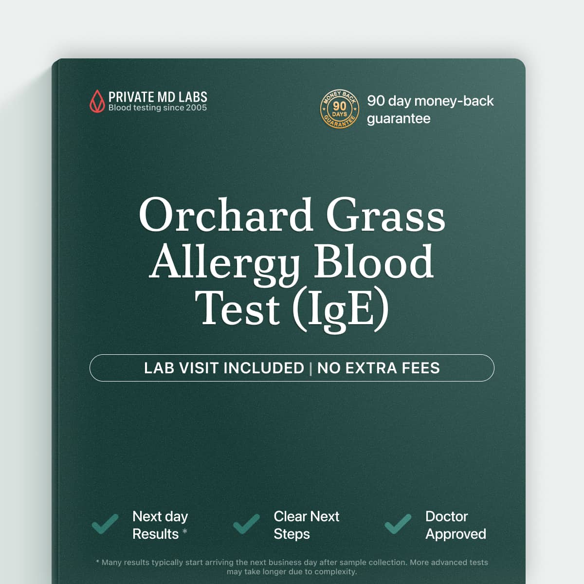 Orchard grass IgE allergy blood test for pollen sensitivity and allergy symptoms