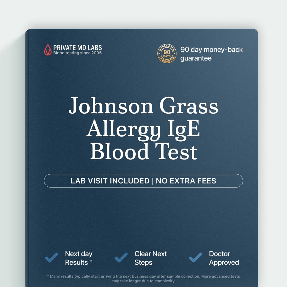 Johnson grass IgE allergy blood test for people with seasonal grass pollen symptoms