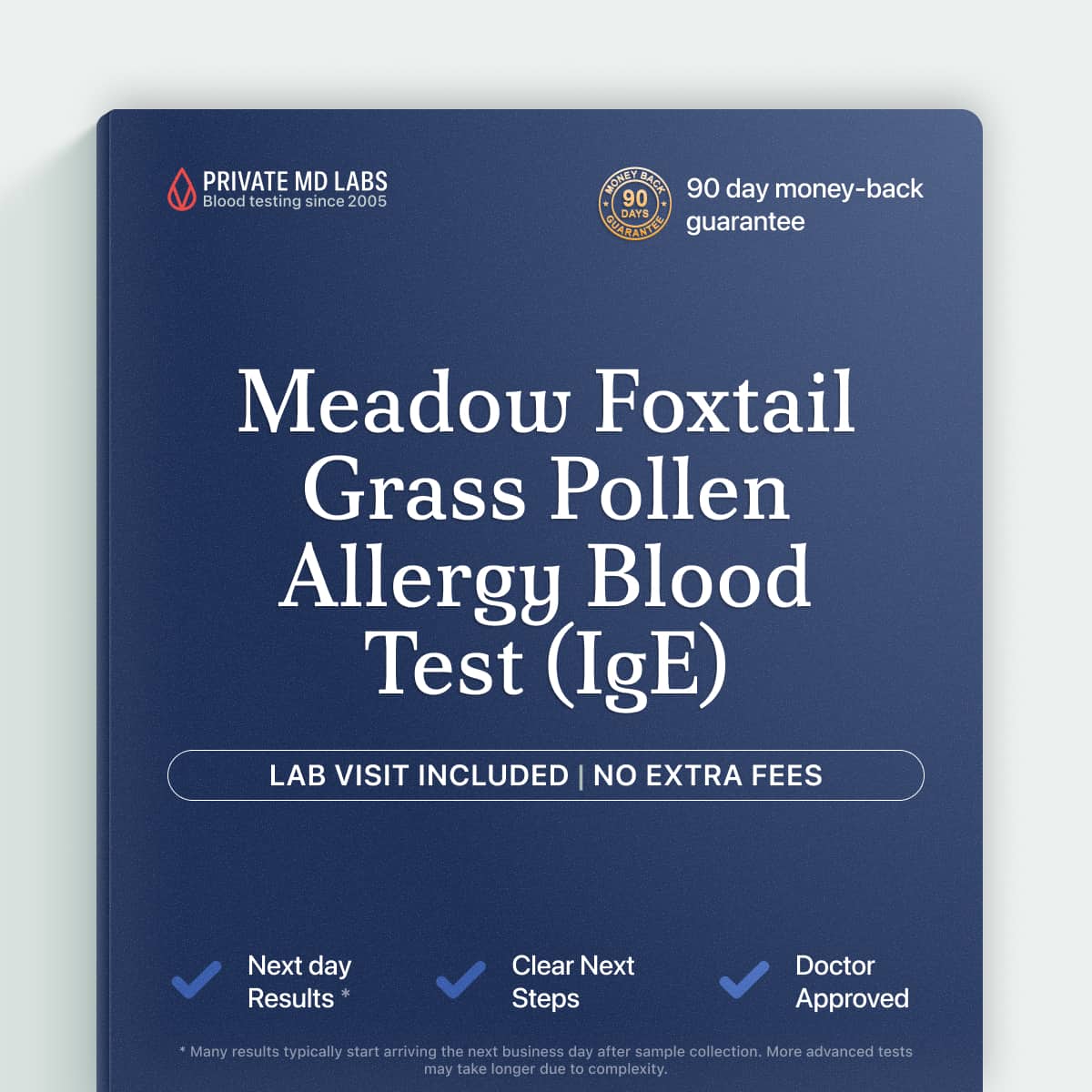 Meadow foxtail grass pollen IgE allergy blood test for seasonal allergy symptoms
