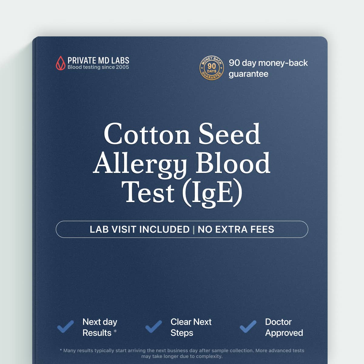 Cotton seed IgE allergy test for people with reactions to cotton-based products or foods